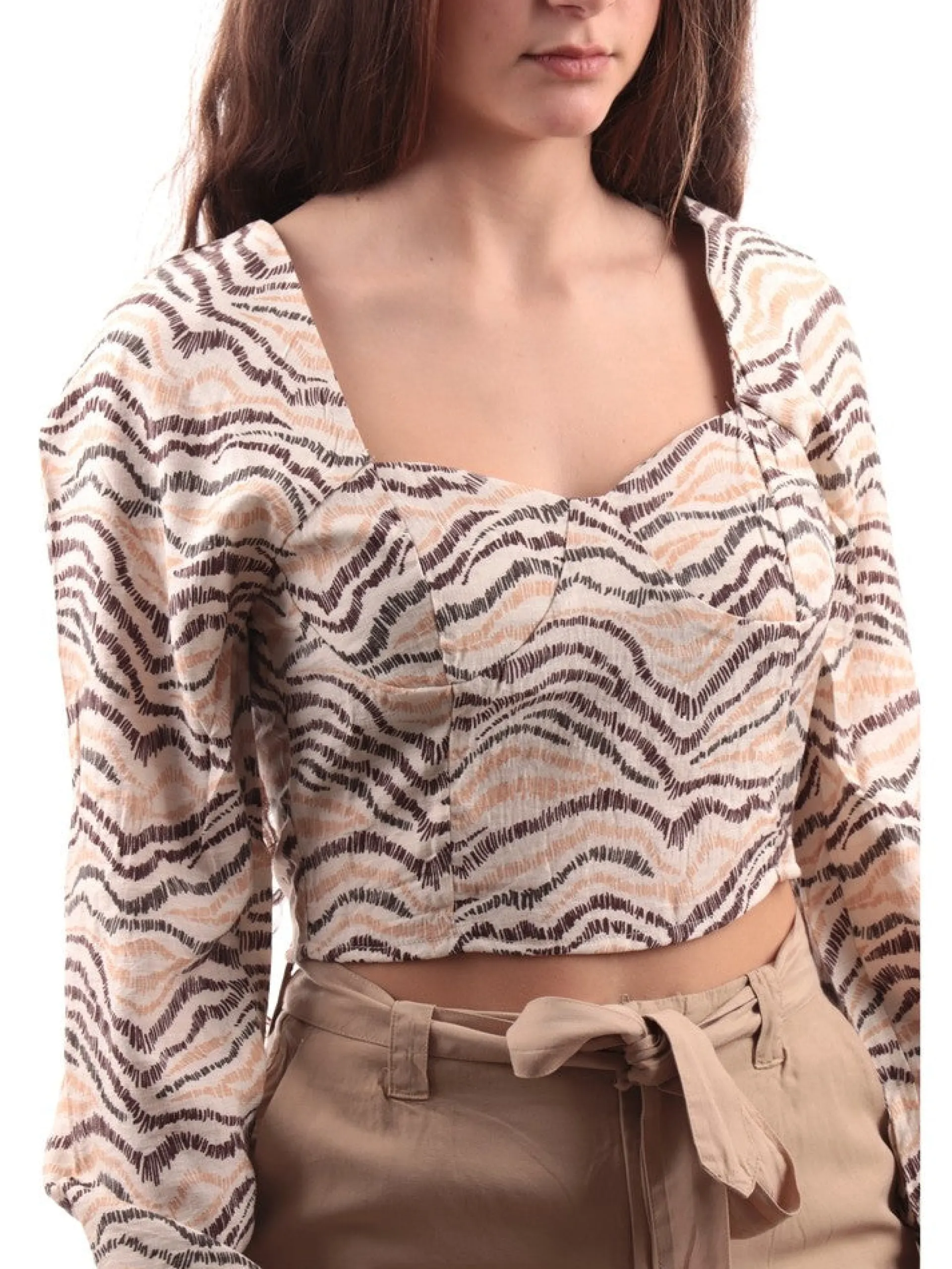 TIFFOSI Top & Camicie*Camicia Crop Beige da Donna maniche a palloncino