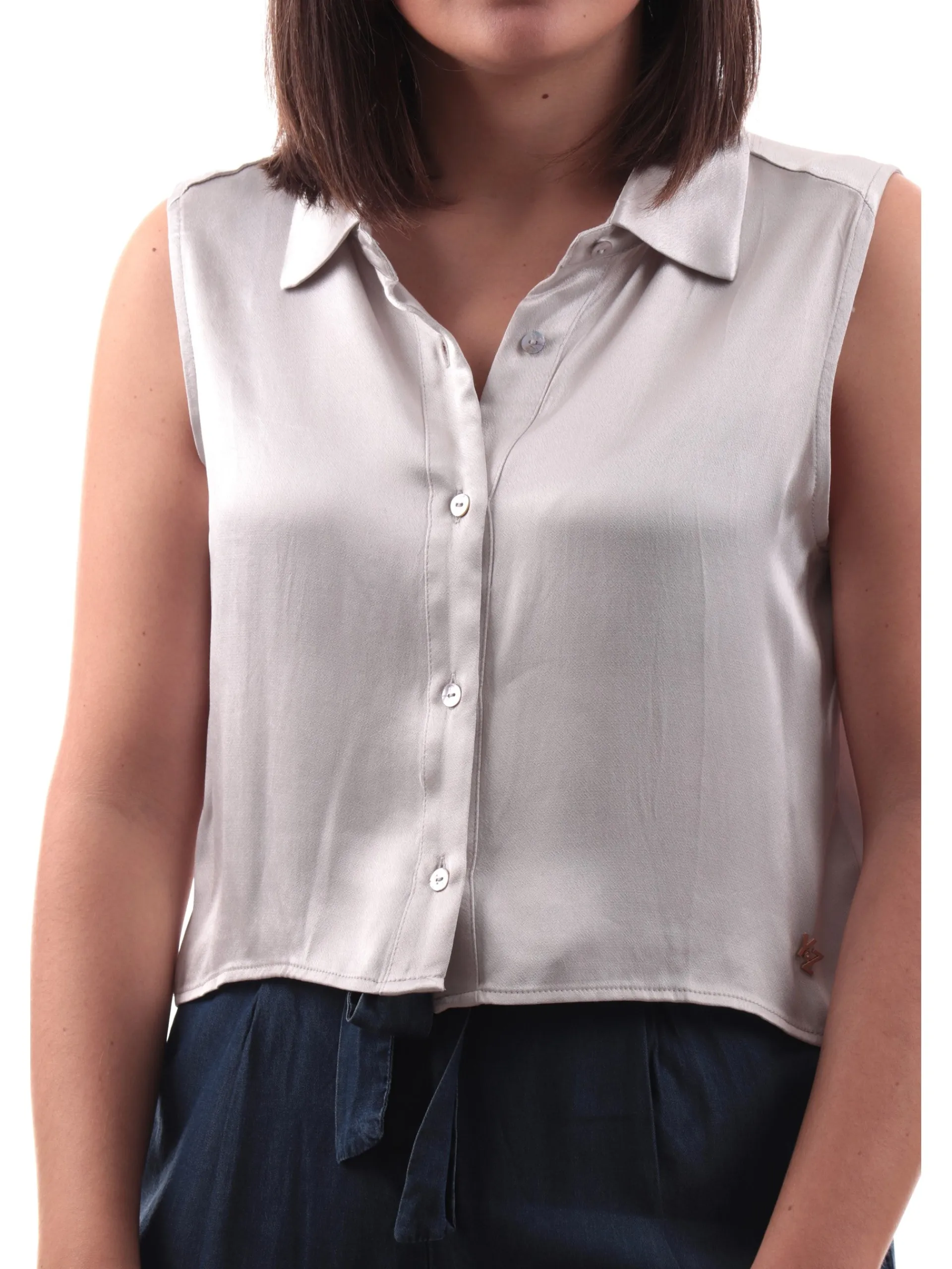 YES ZEE Top & Camicie*Camicia crop argento da donna smanicata C201EN00