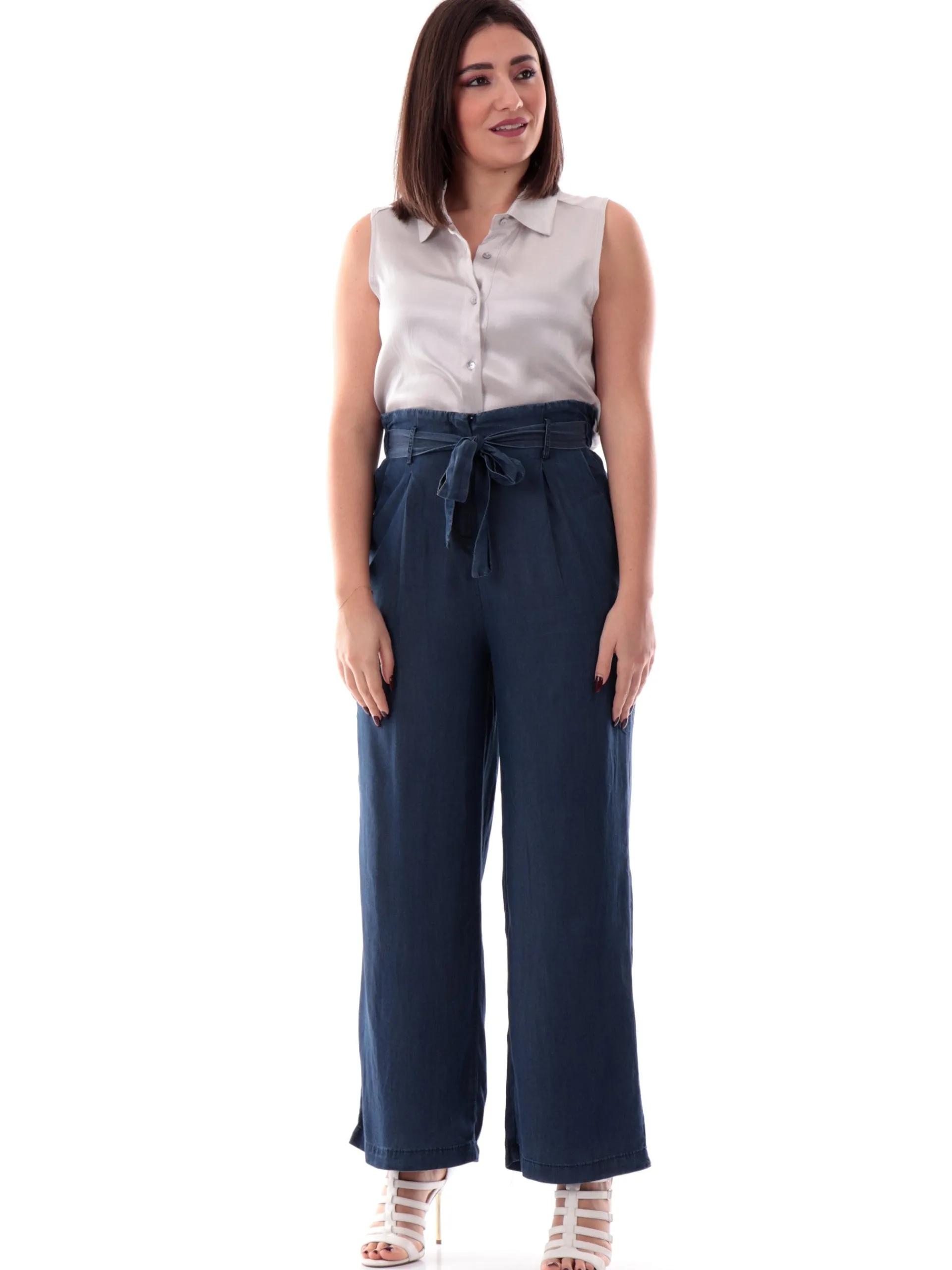 YES ZEE Top & Camicie*Camicia crop argento da donna smanicata C201EN00