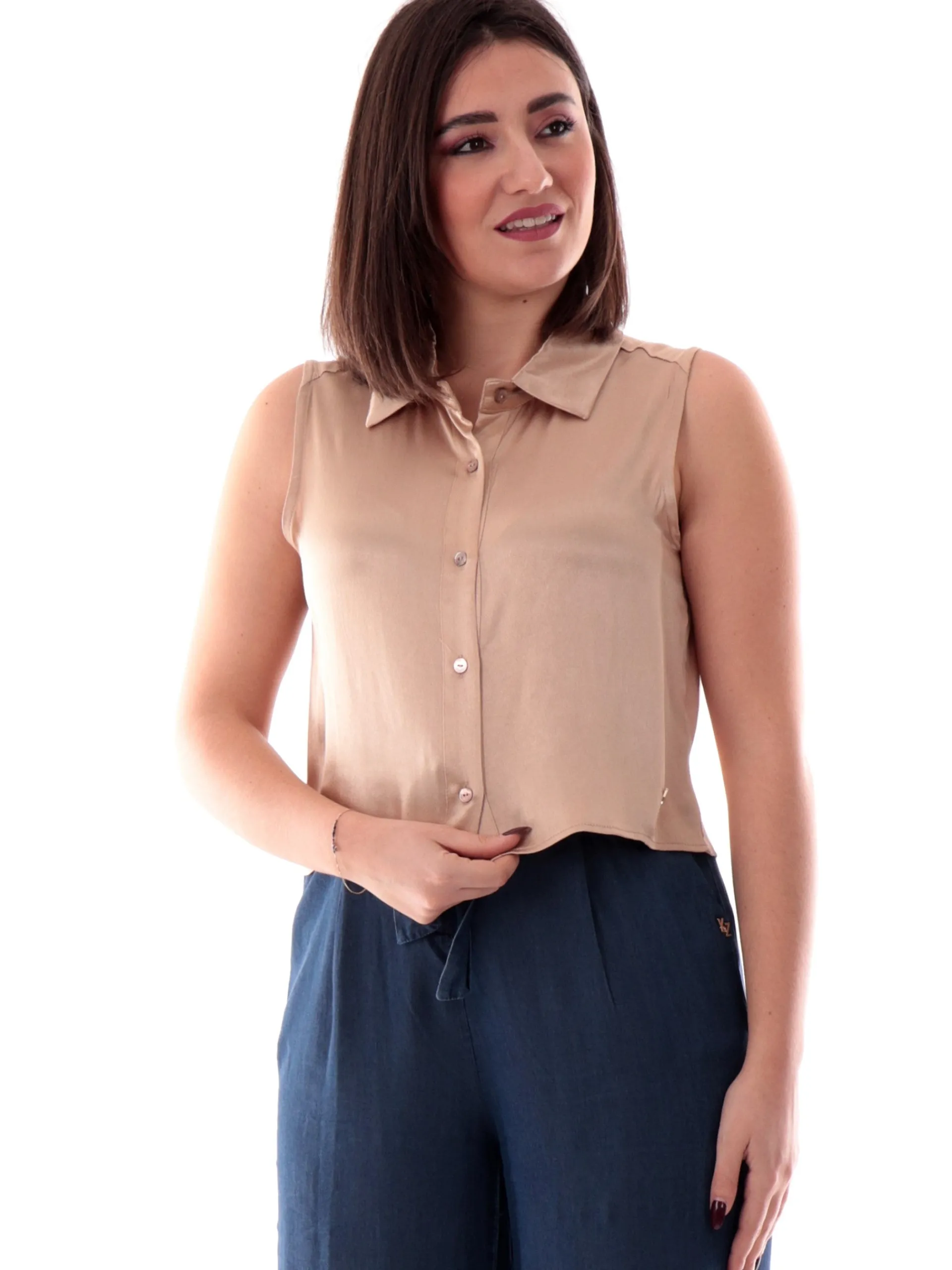 YES ZEE Top & Camicie*Camicia crop oro da donna smanicata C201EN00