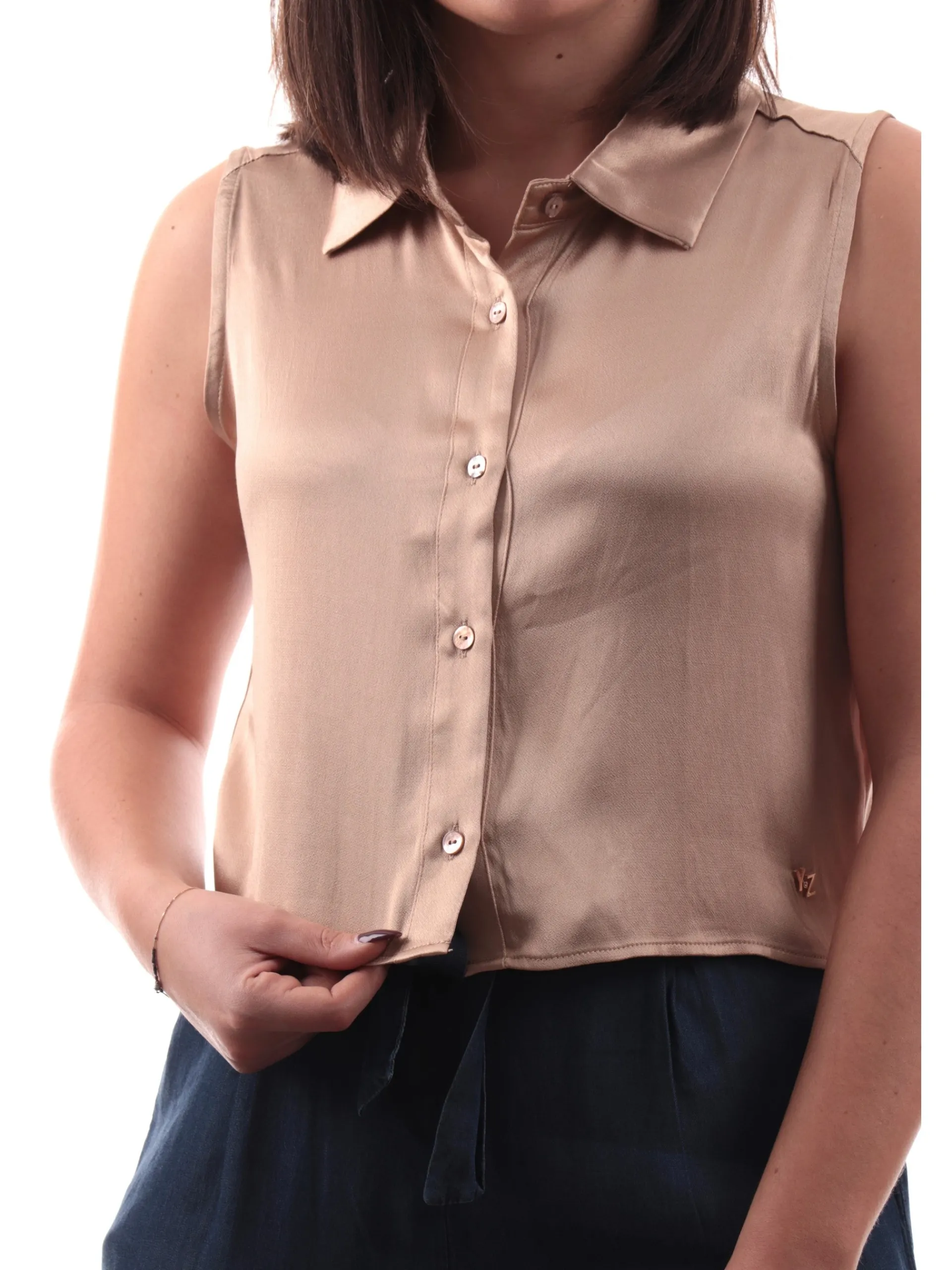 YES ZEE Top & Camicie*Camicia crop oro da donna smanicata C201EN00