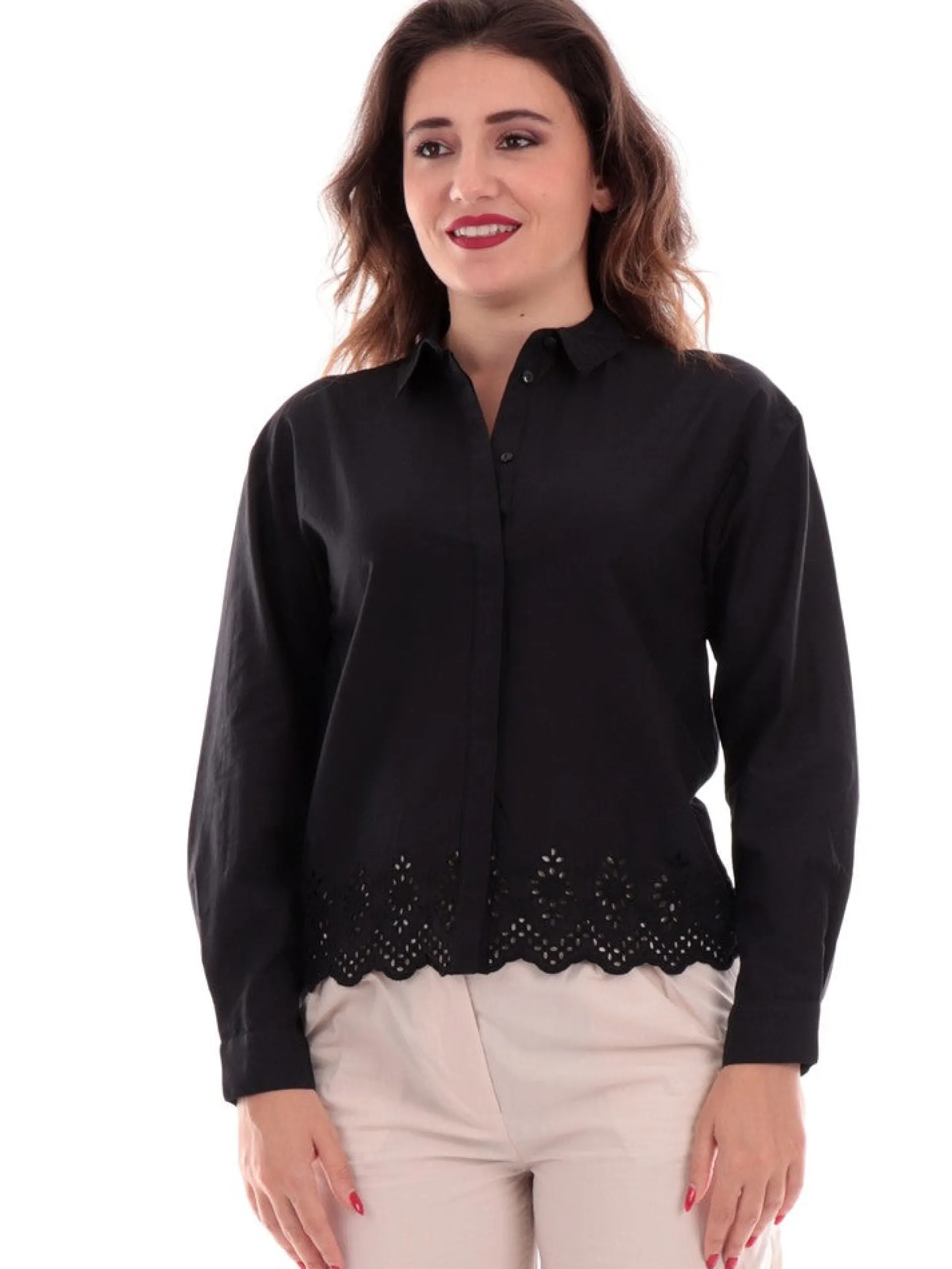 ONLY Top & Camicie*Camicia donna nera fondo ricamato 15313165