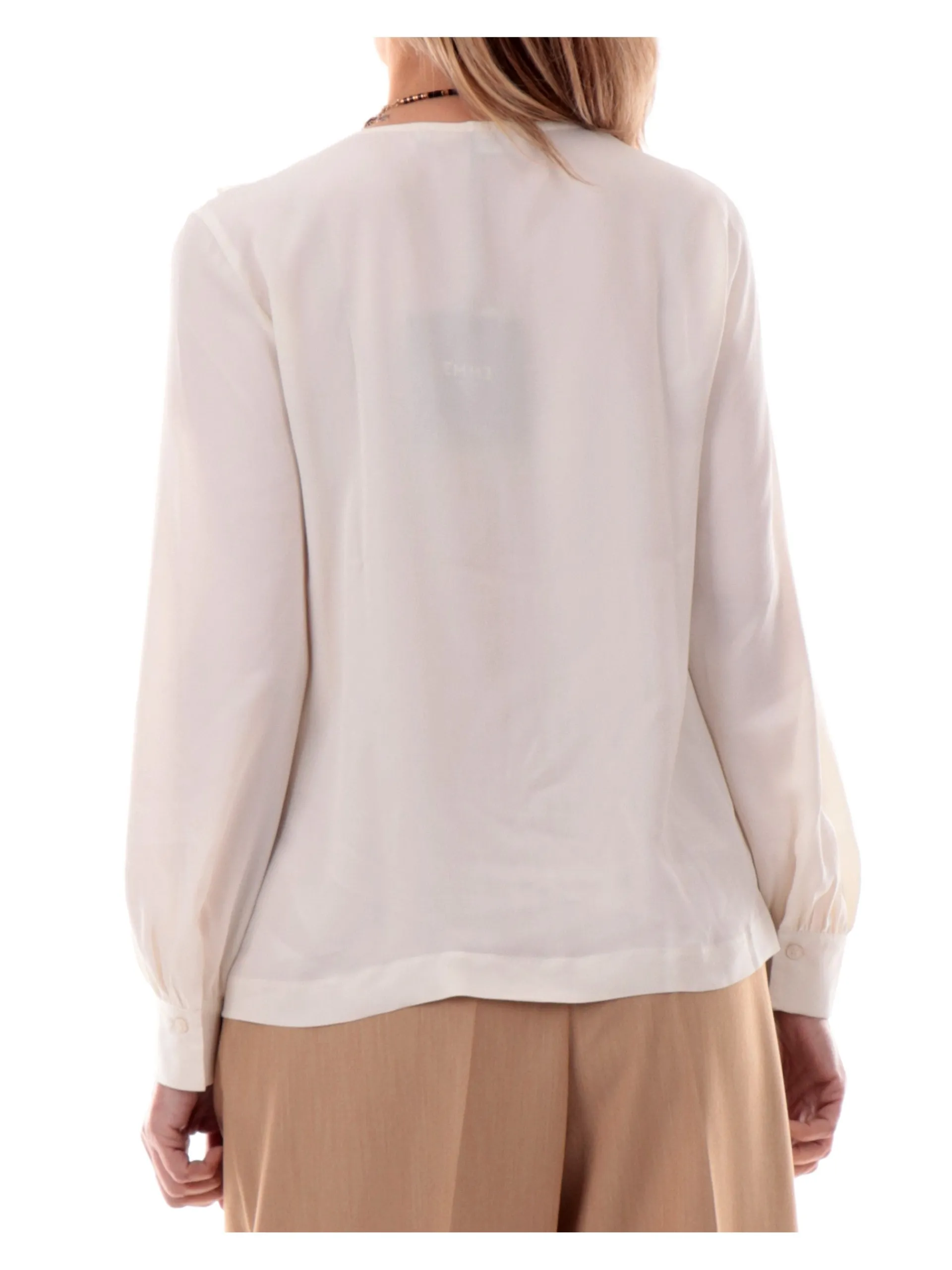 EMME MARELLA Top & Camicie*Camicia scollo a V in seta bianca da donna JIMCO