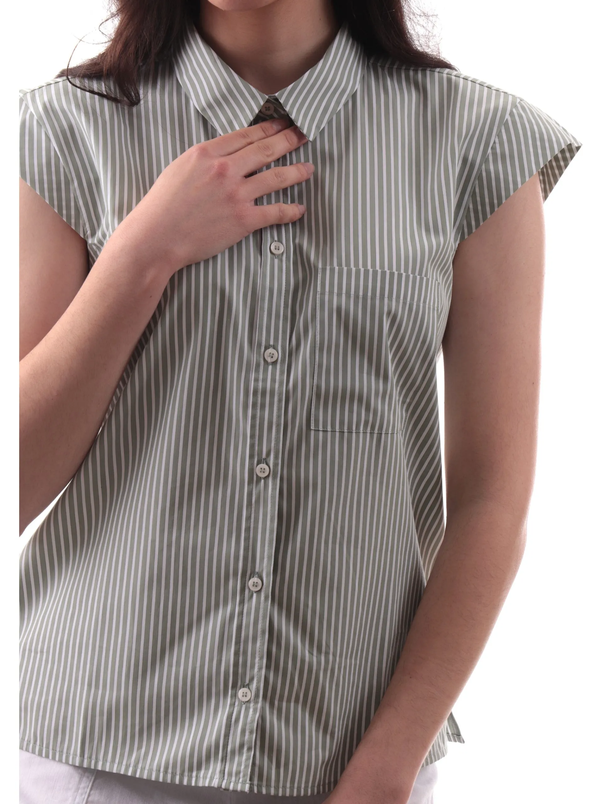 EMME MARELLA Top & Camicie*Camicia smanicata verde da donna con taschino SALMO