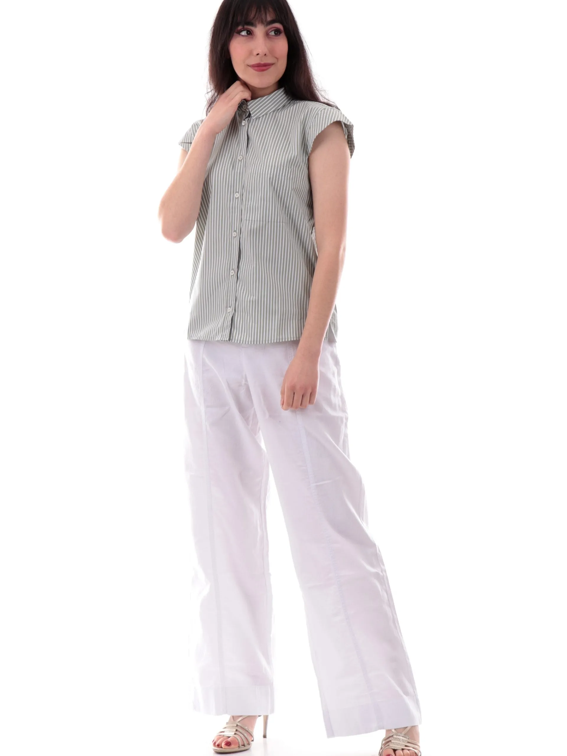 EMME MARELLA Top & Camicie*Camicia smanicata verde da donna con taschino SALMO
