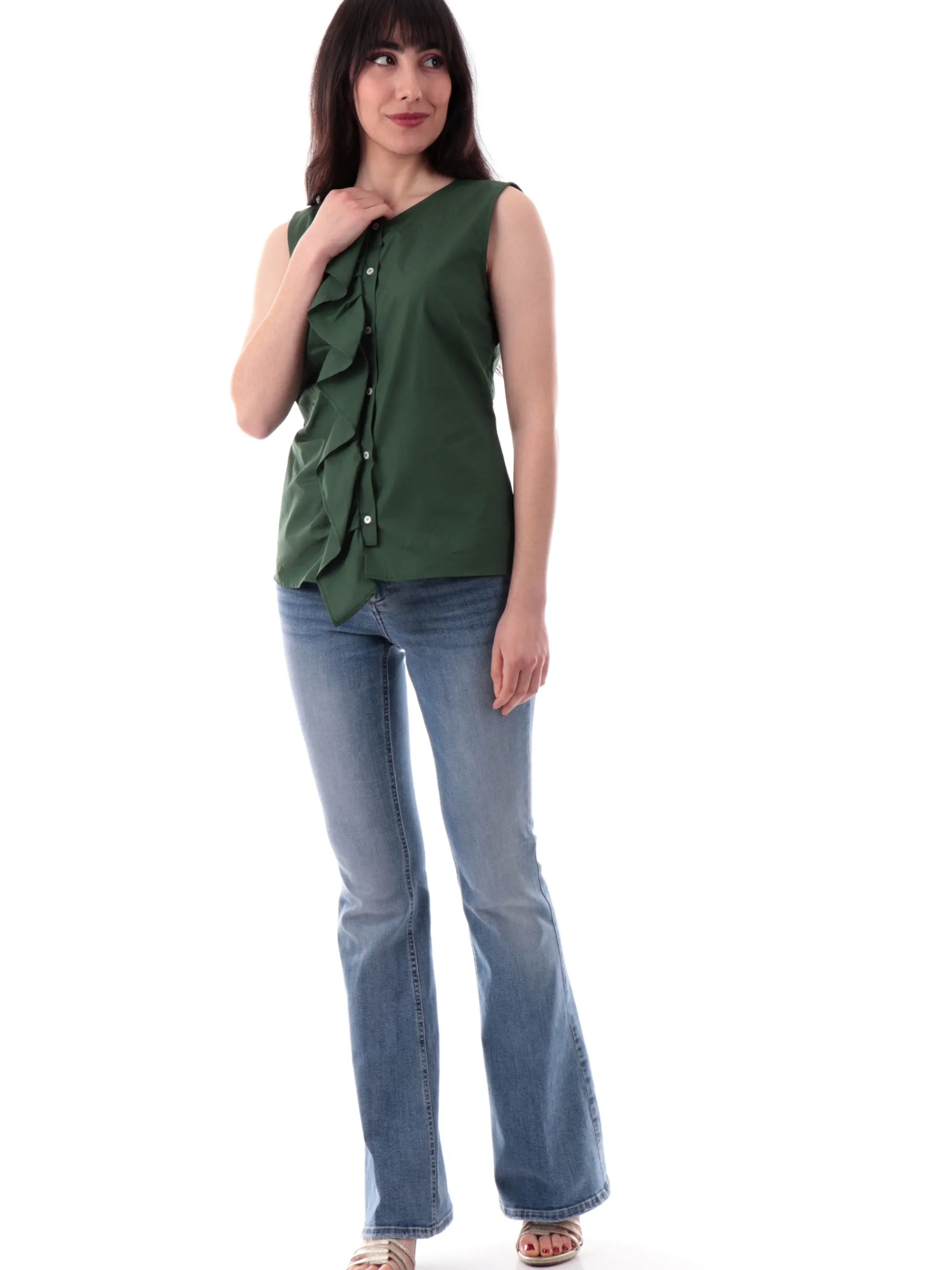 EMME MARELLA Top & Camicie*Camicia smanicata verde da donna balze COSTONE