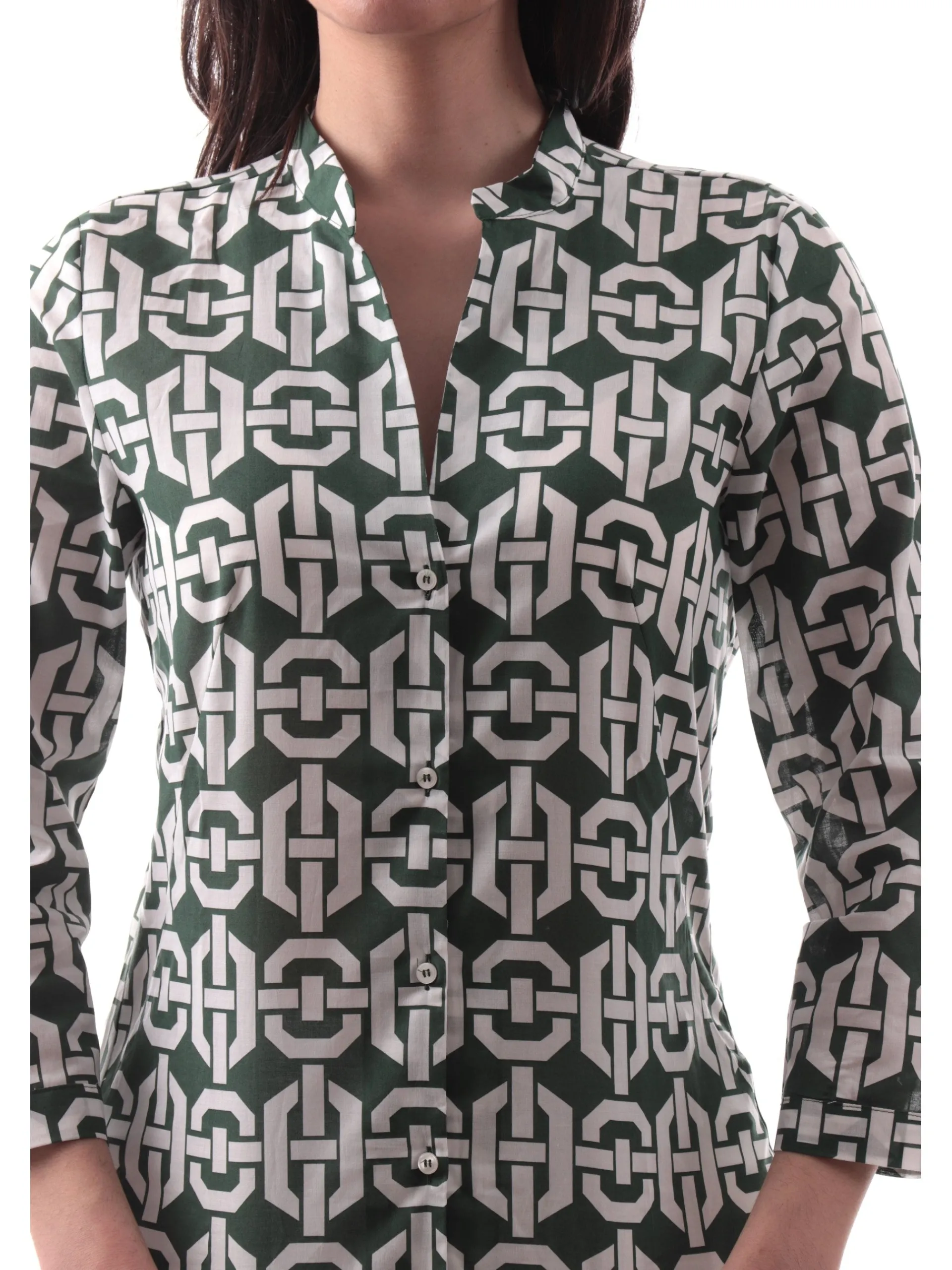 EMME MARELLA Top & Camicie*Camicia verde fantasia foulard da donna con scollo a V ACCOLTO