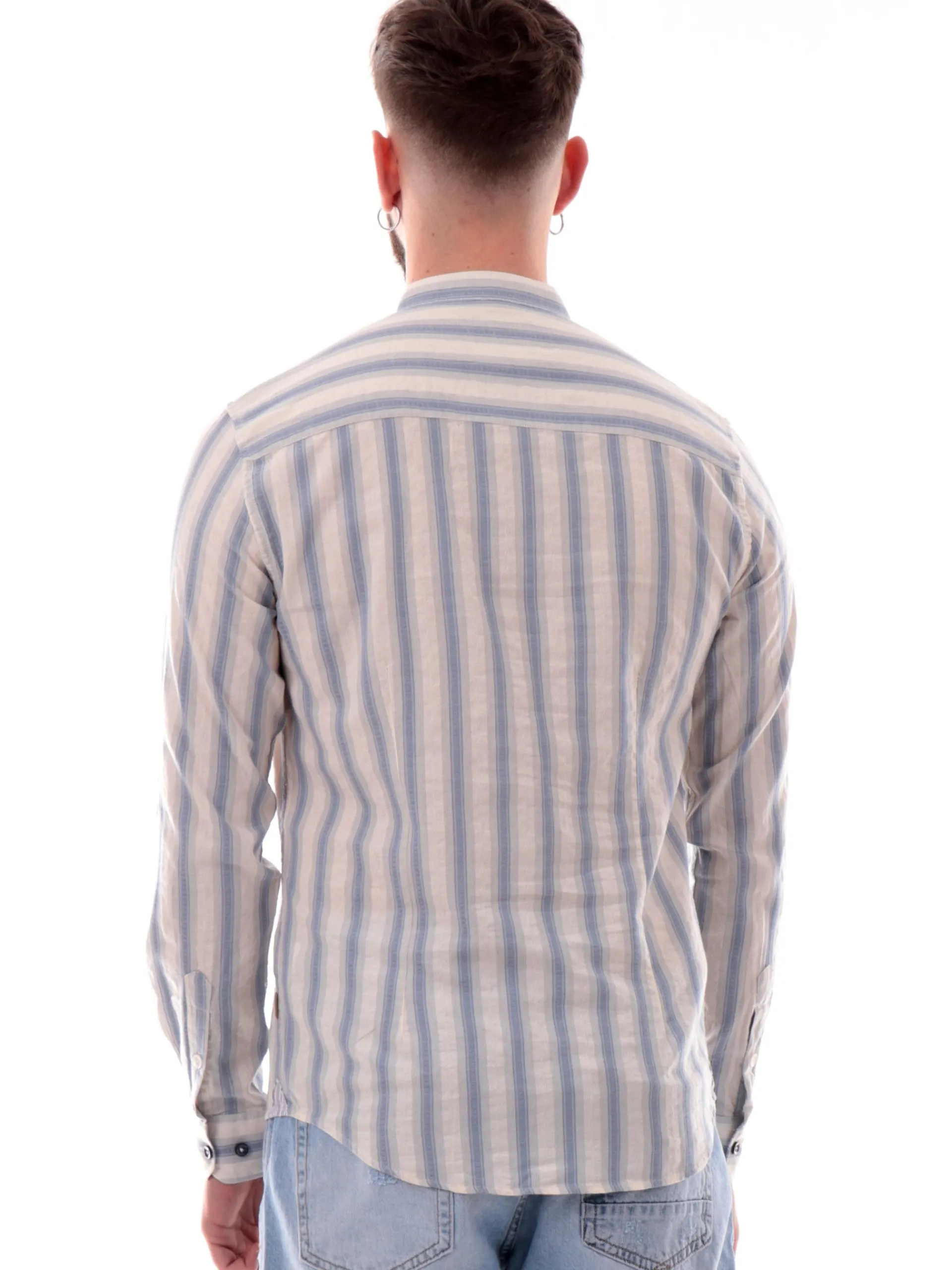 GIANNI LUPO Camicie*Camicia a righe blu da uomo coreana GL113DA