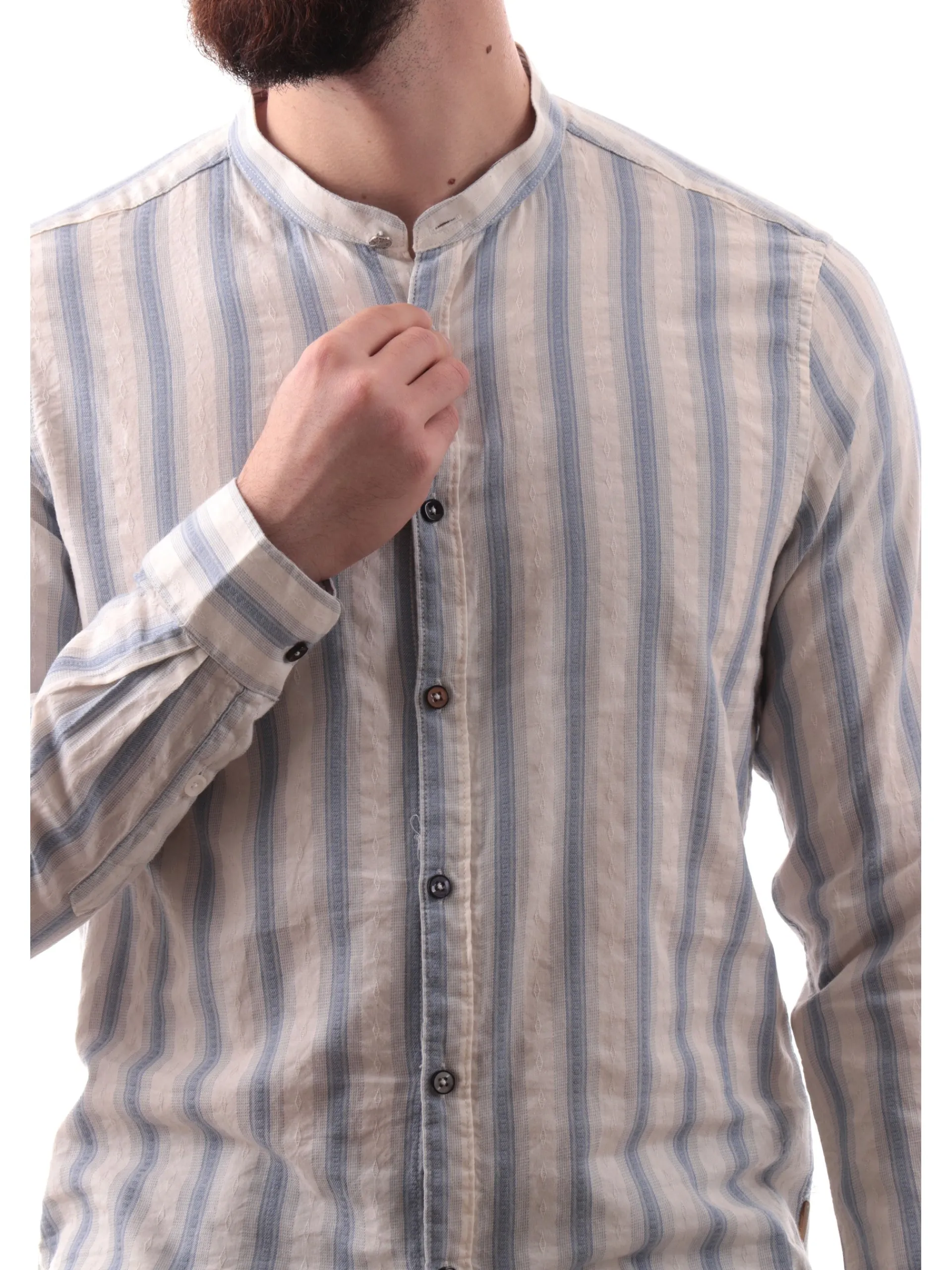 GIANNI LUPO Camicie*Camicia a righe blu da uomo coreana GL113DA