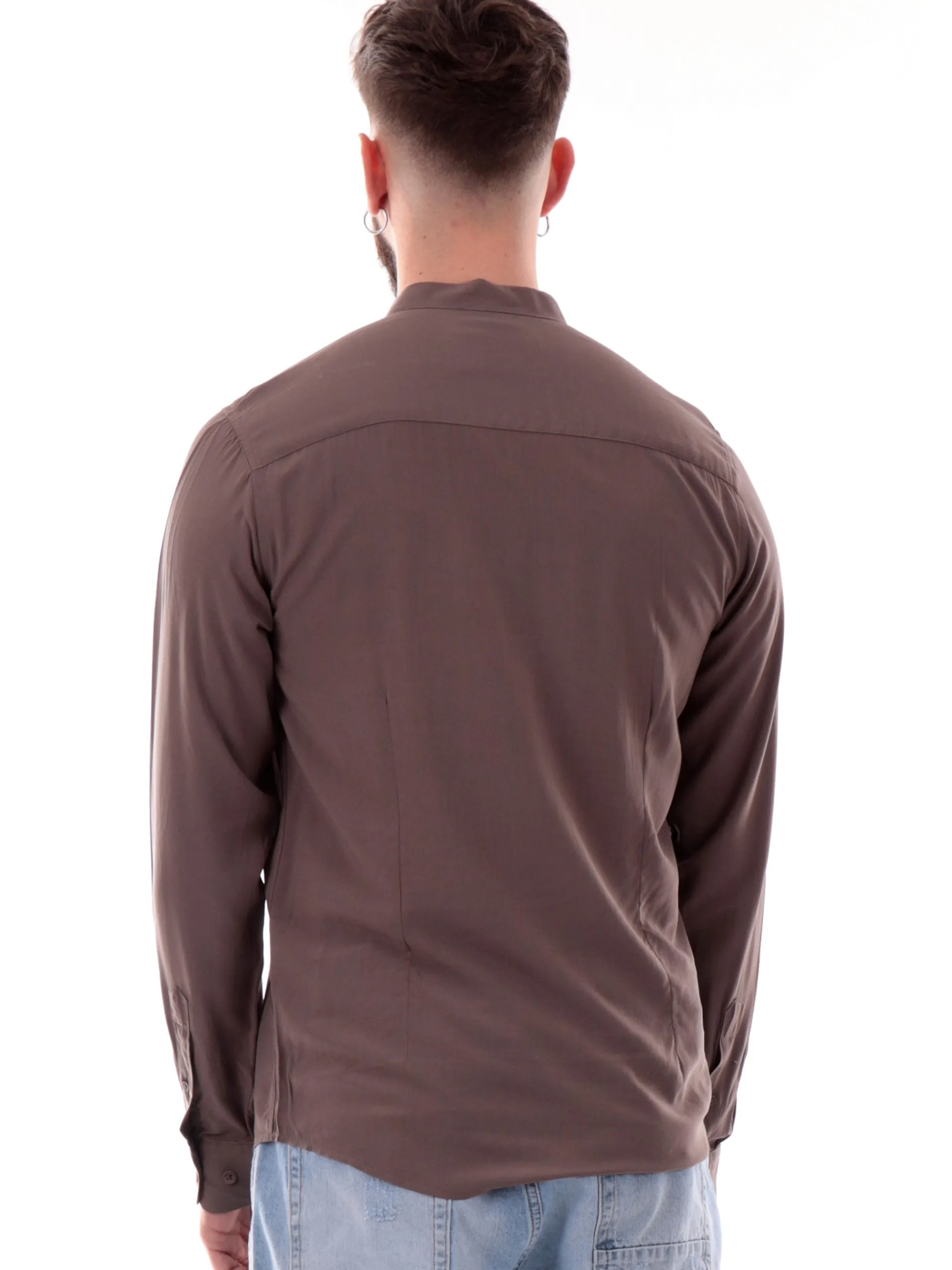 GIANNI LUPO Camicie*Camicia marrone da uomo coreana GL7676SS25