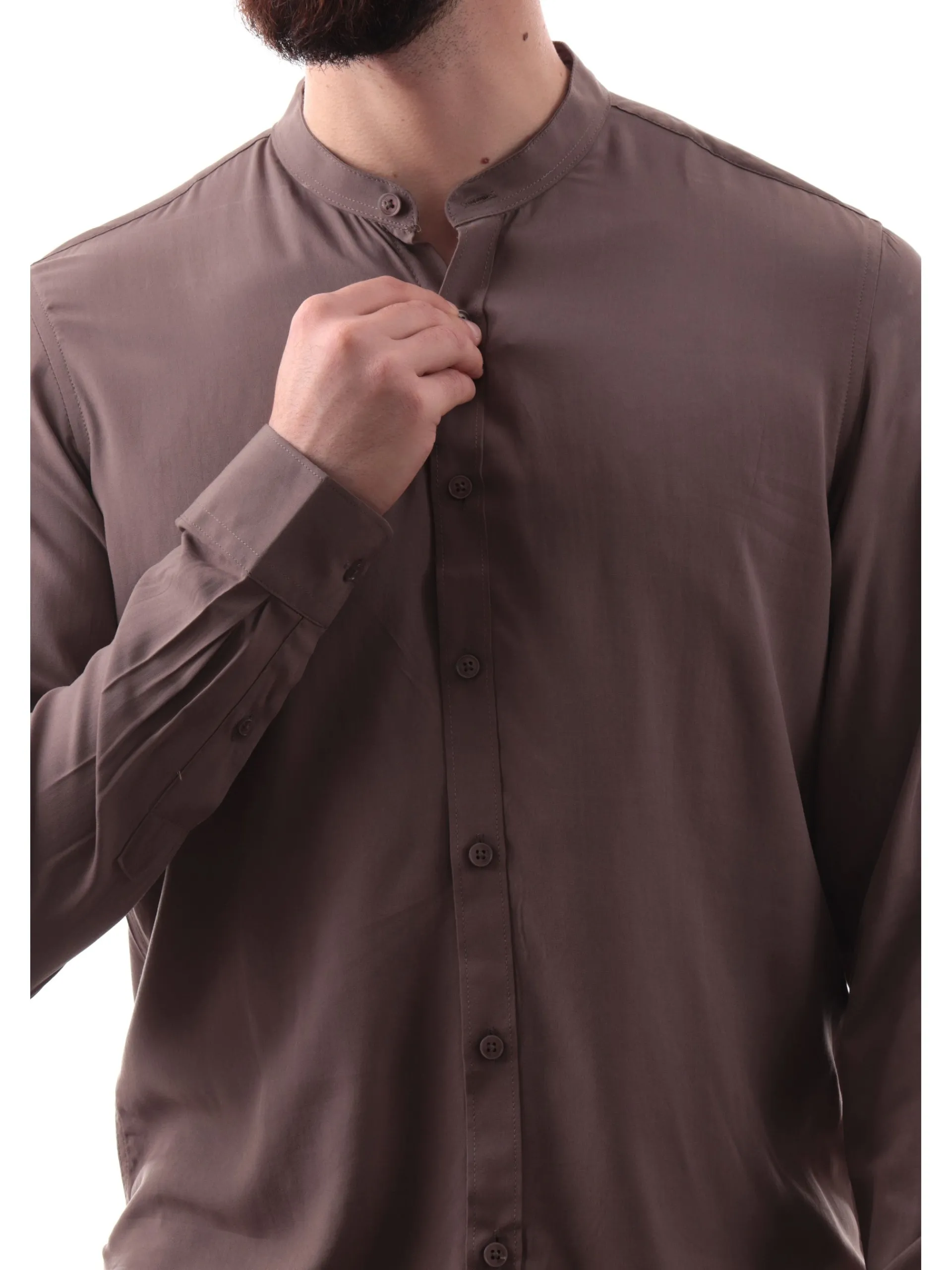 GIANNI LUPO Camicie*Camicia marrone da uomo coreana GL7676SS25