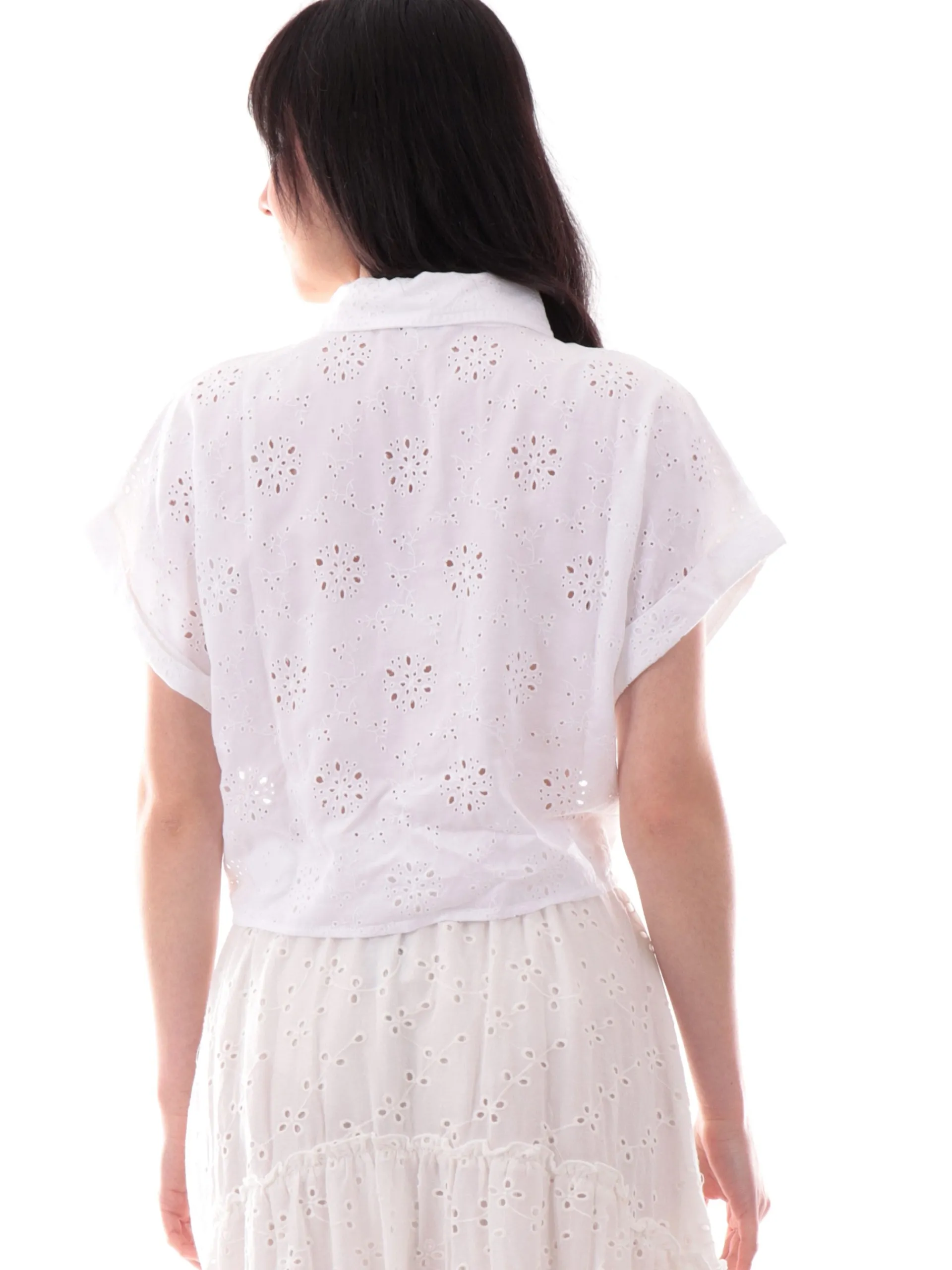 GUESS Top & Camicie*Camicia bianca da donna macrame sangallo con nodo Brigitte W5GH34WG822
