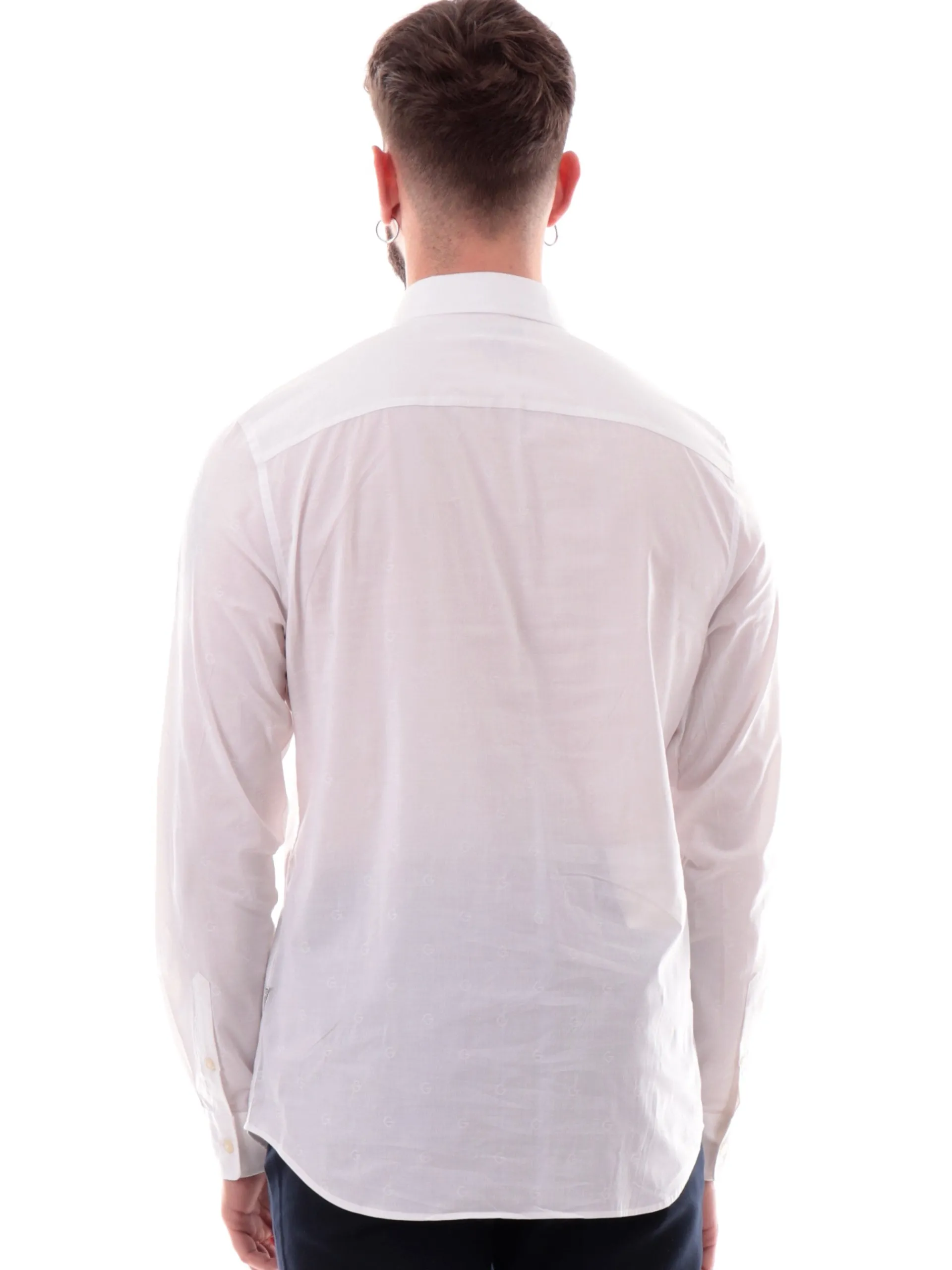 GUESS Camicie*Camicia bianca da uomo logo ricamato all over Collins M5RH05WFXX1