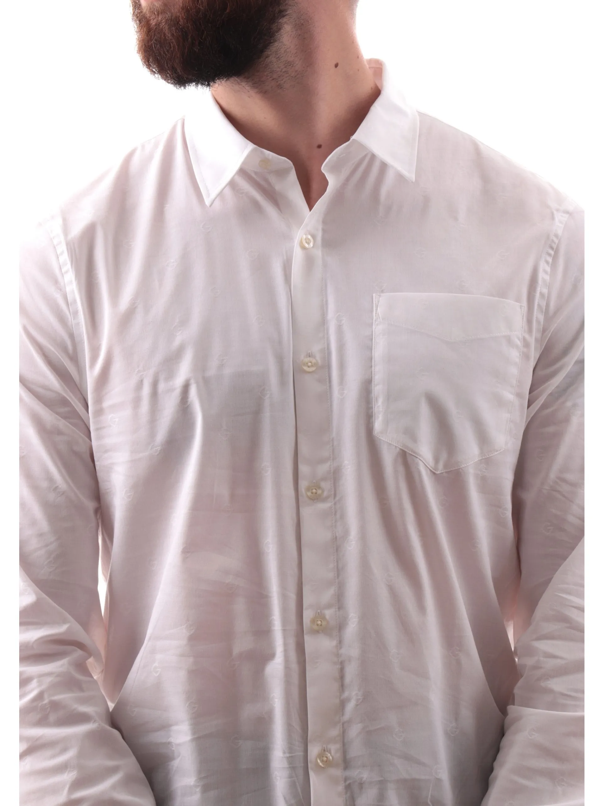 GUESS Camicie*Camicia bianca da uomo logo ricamato all over Collins M5RH05WFXX1