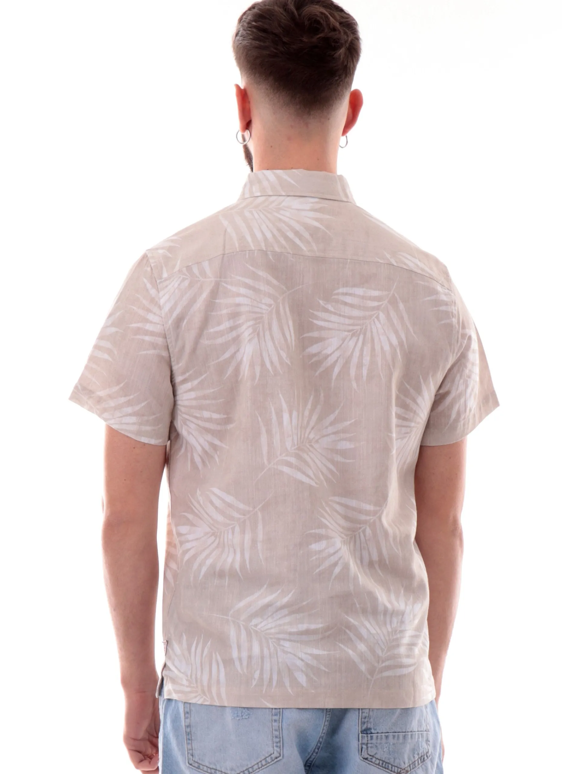 GUESS Camicie*Camicia hawaiana beige da uomo con palme M5GH68WH3A0