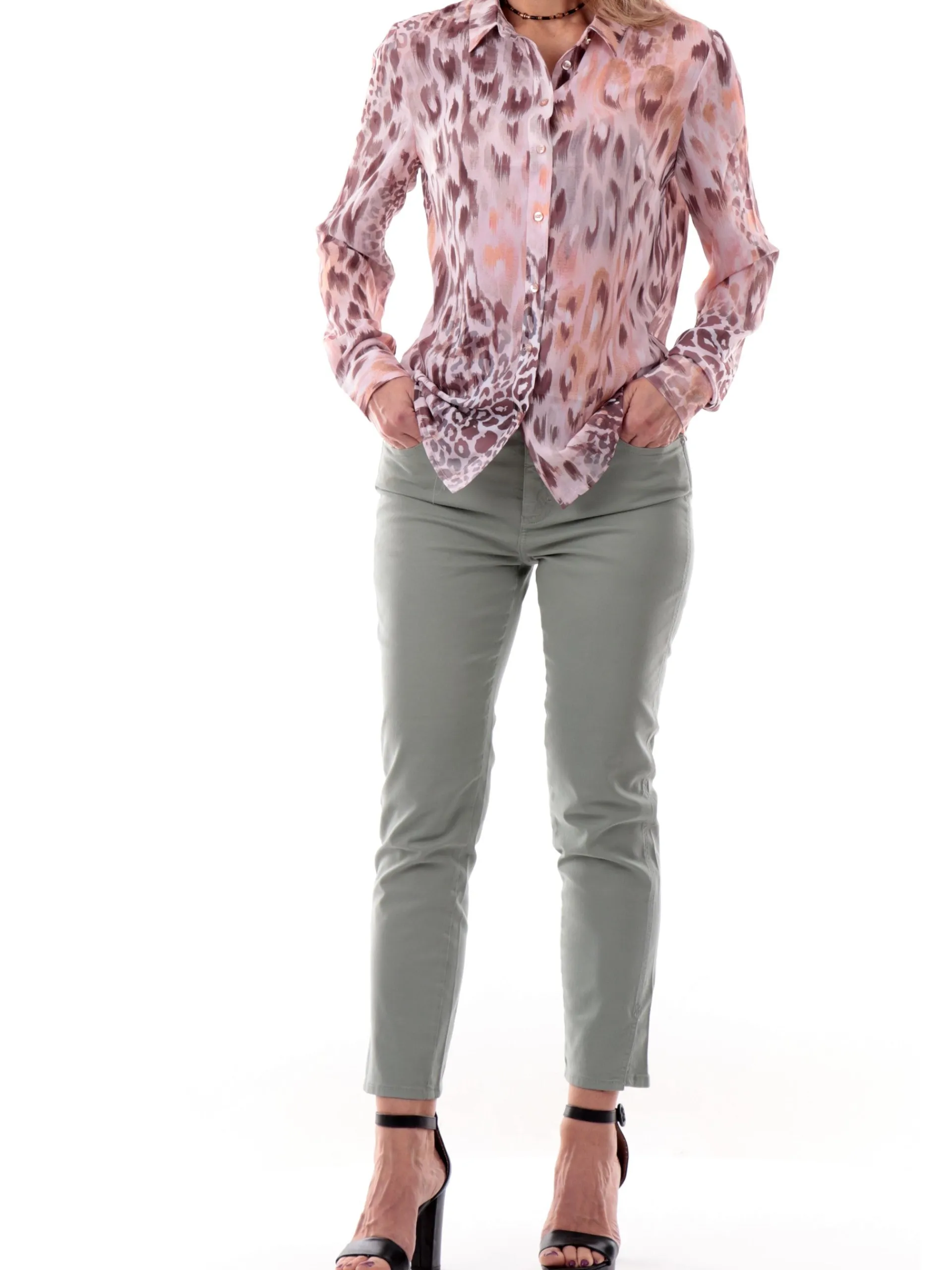 GUESS Top & Camicie*Camicia leopardata rosa da donna W4BH56WGLA2P1LB