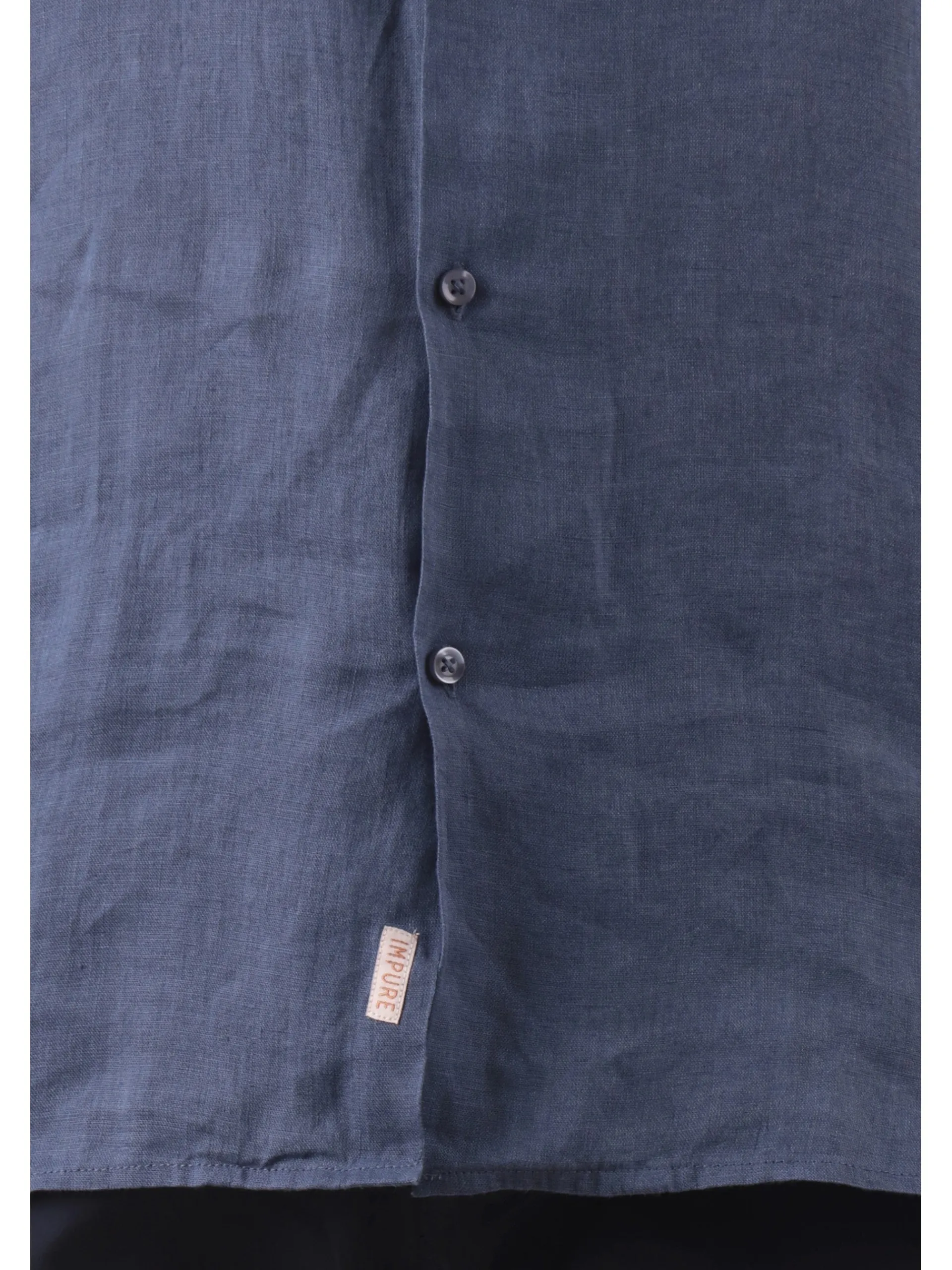 IMPURE Camicie*Camicia Bowling blu da uomo scollo a V in lino WILL