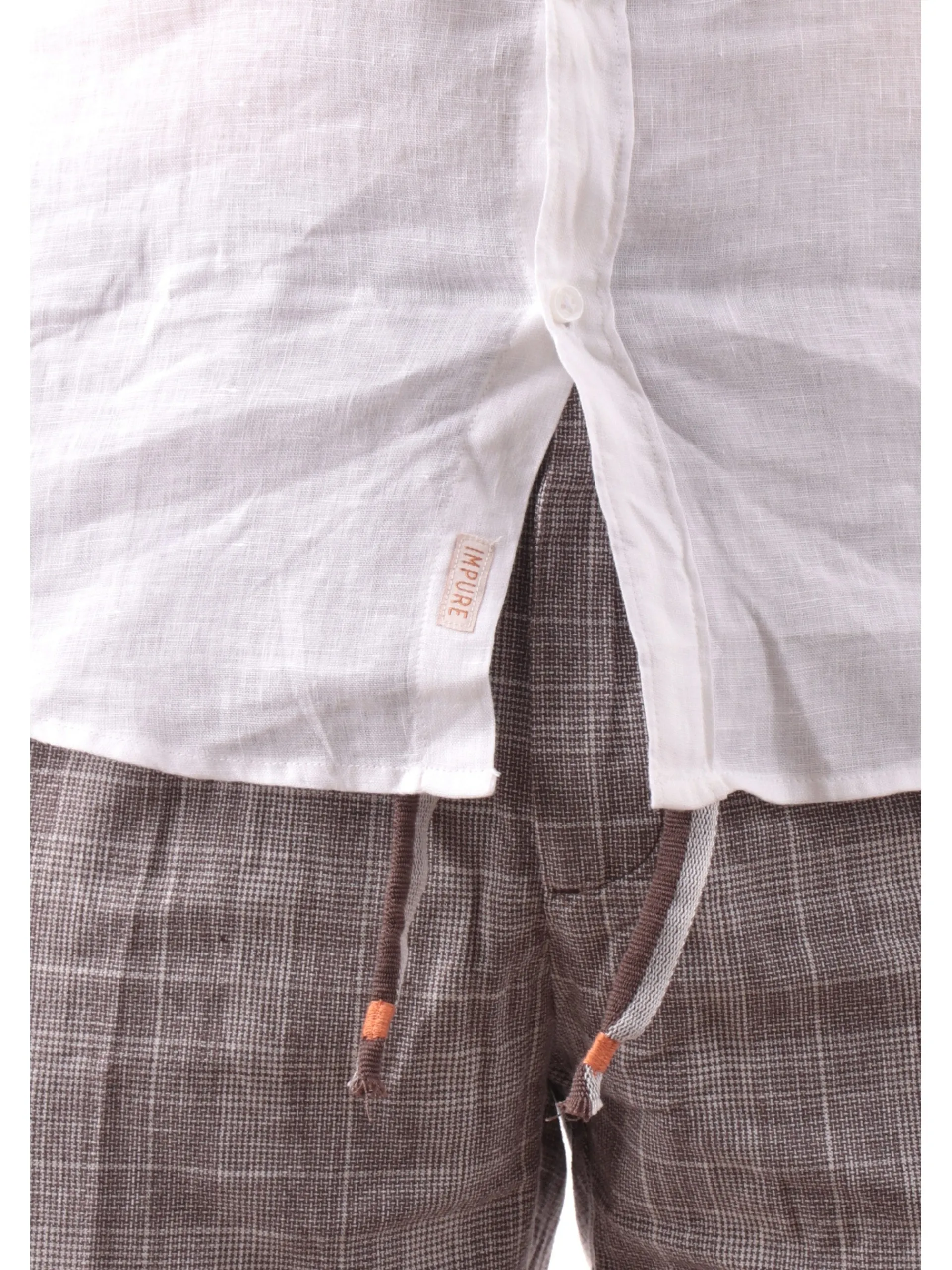 IMPURE Camicie*Camicia coreana bianca da uomo in lino LARS