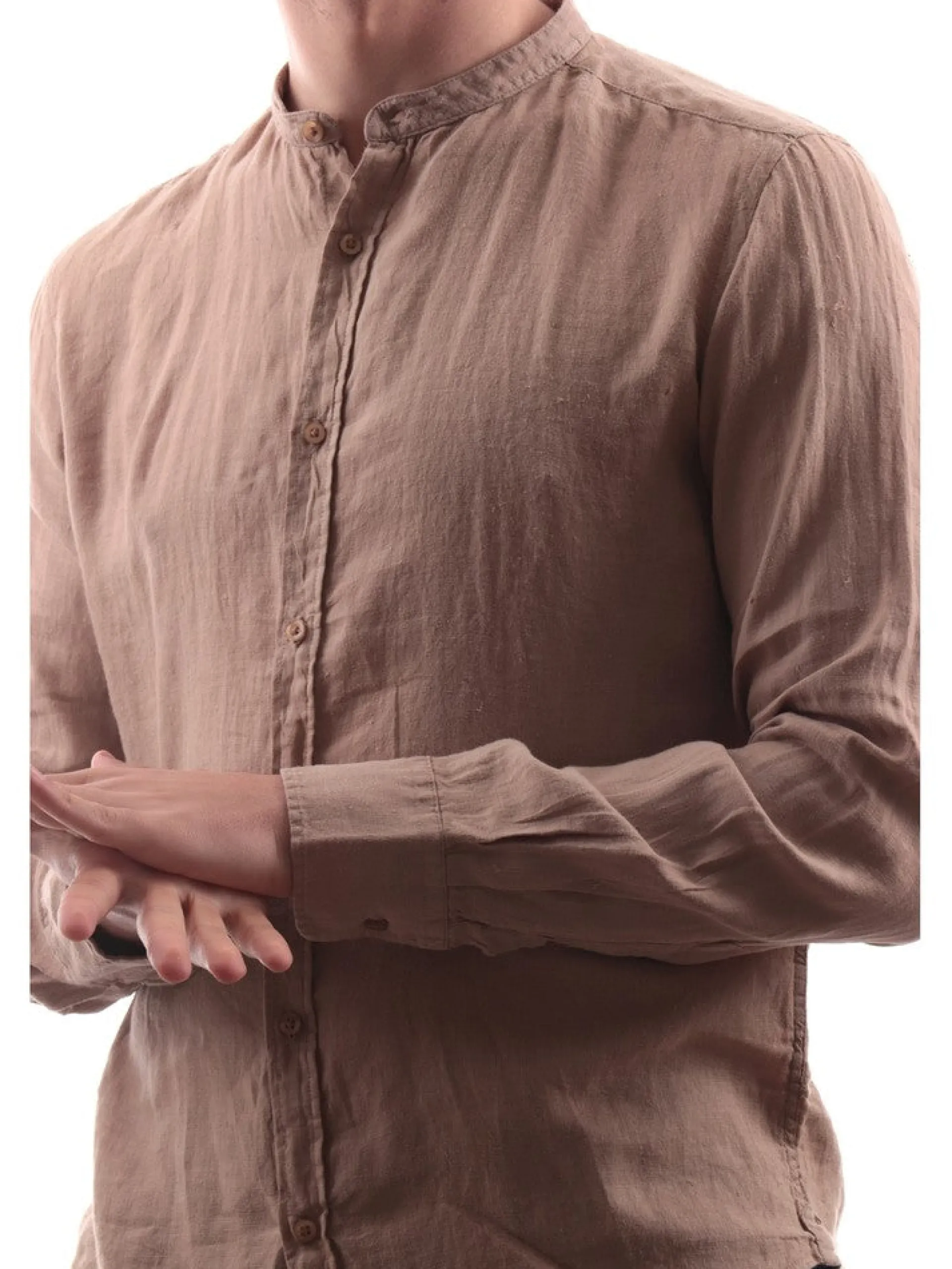 IMPURE Camicie*Camicia marrone coreana da uomo SHL1345