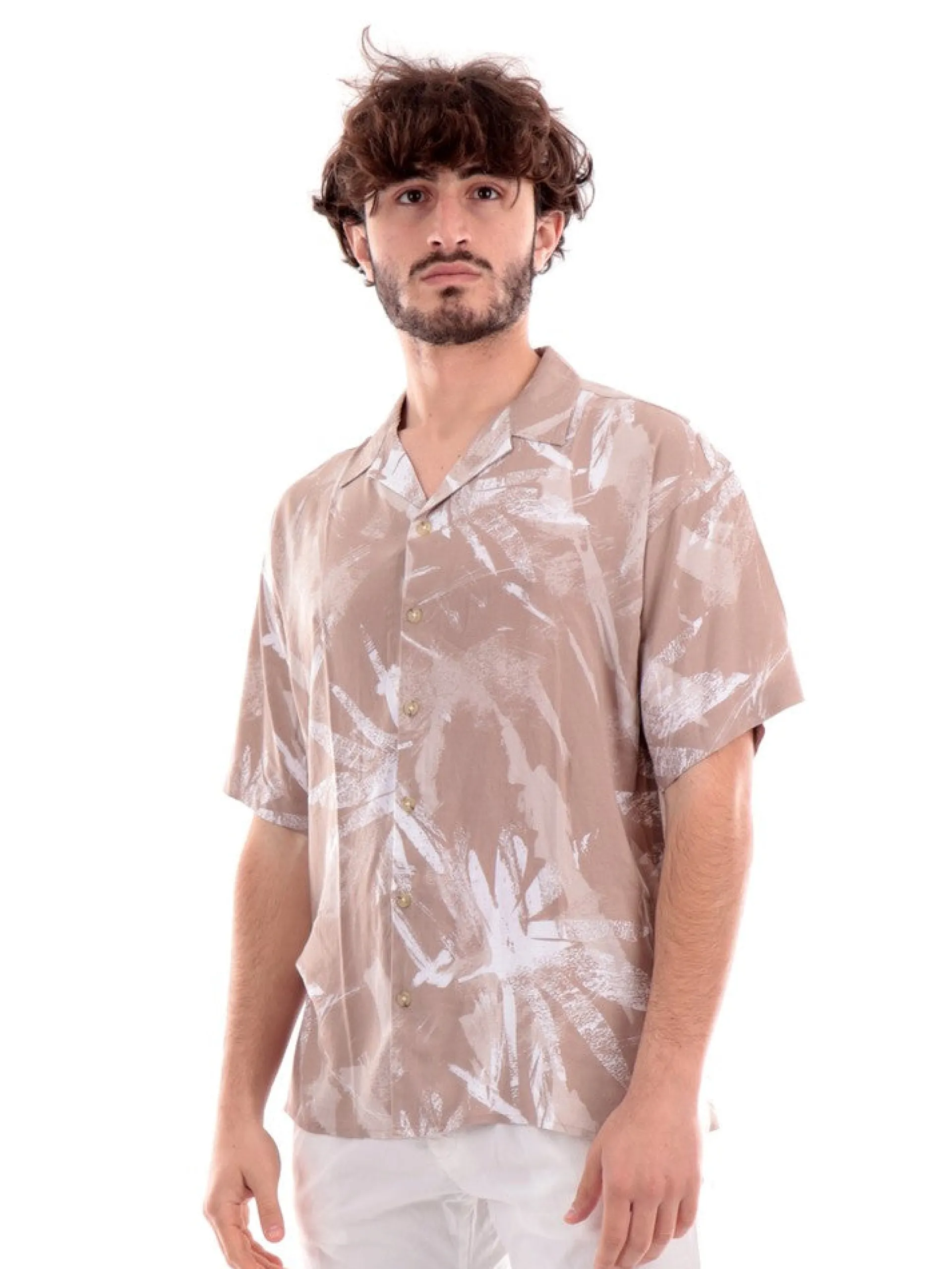 JACK&JONES Camicie*Camicia Jack and Jones beige da uomo, fantasia tropicale 12228022