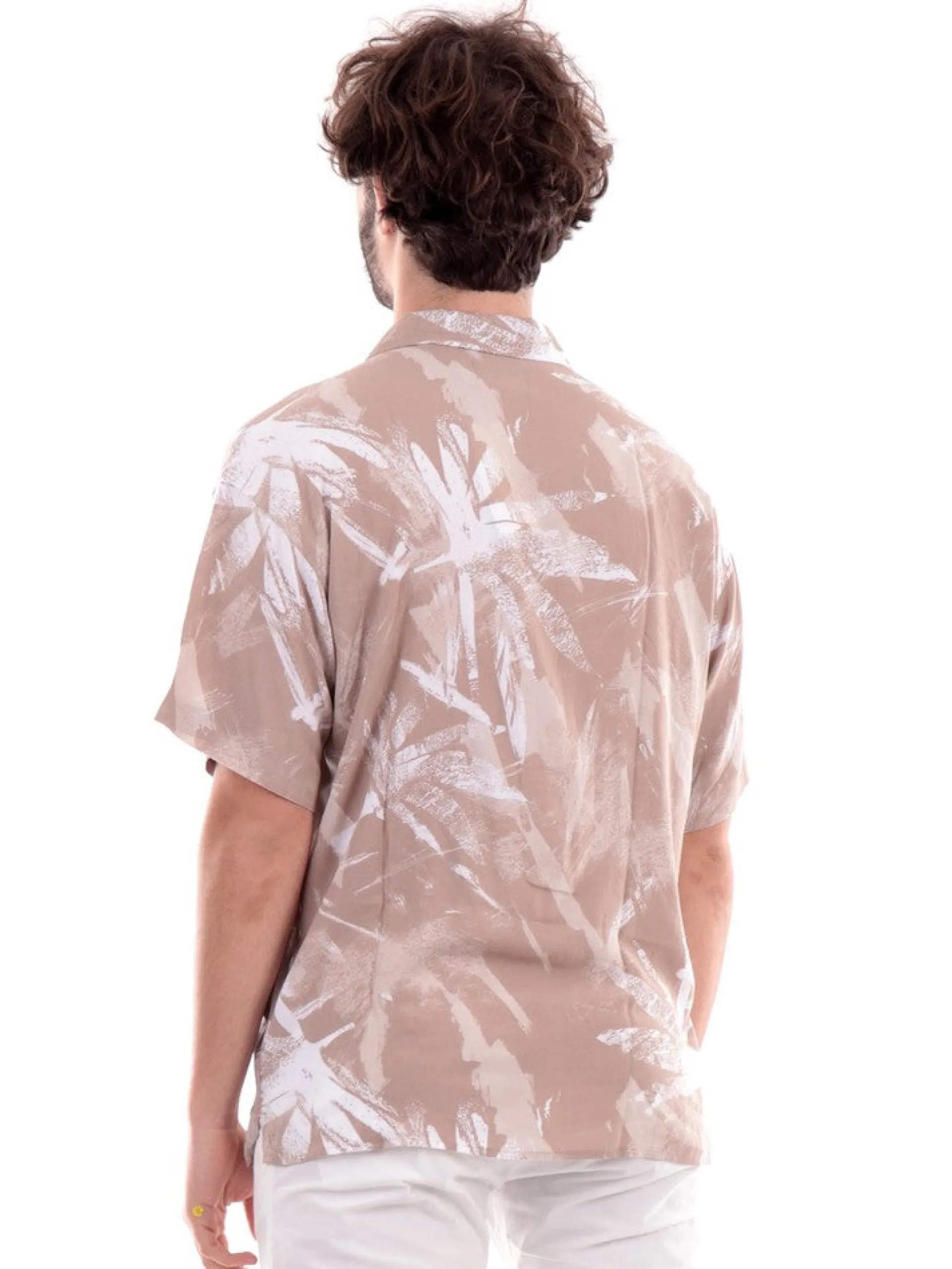 JACK&JONES Camicie*Camicia Jack and Jones beige da uomo, fantasia tropicale 12228022