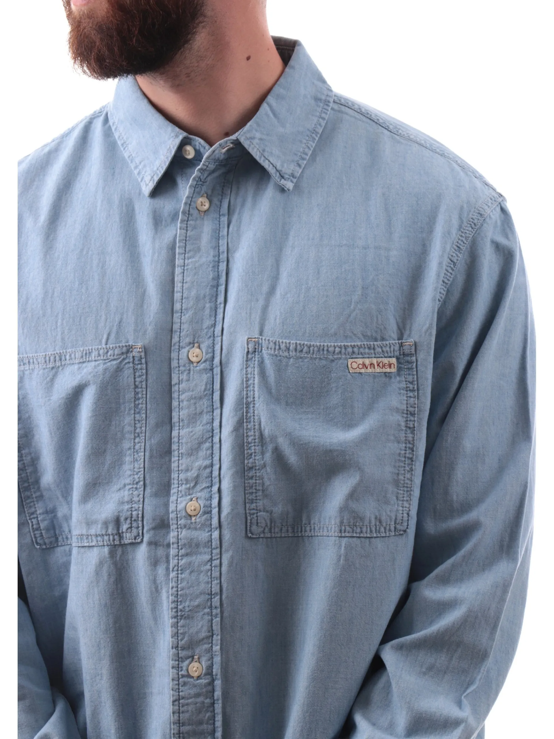 CALVIN KLEIN Camicie*Camicia jeans da uomo Easy Chambray J30J326559