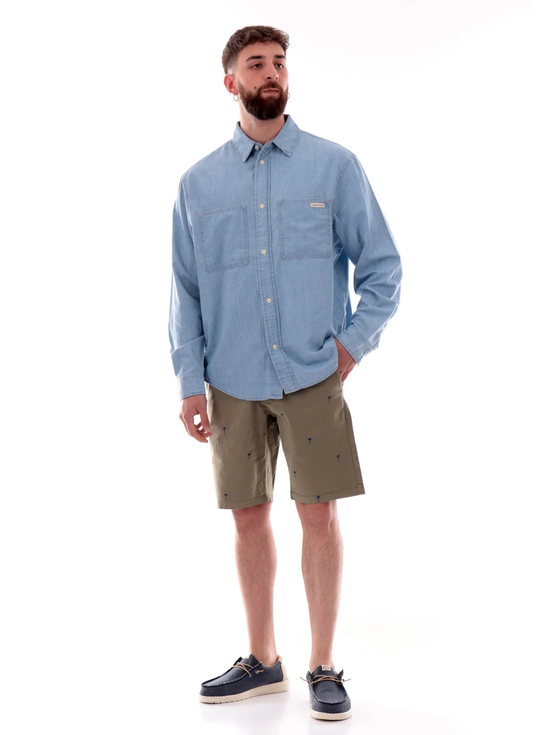 CALVIN KLEIN Camicie*Camicia jeans da uomo Easy Chambray J30J326559