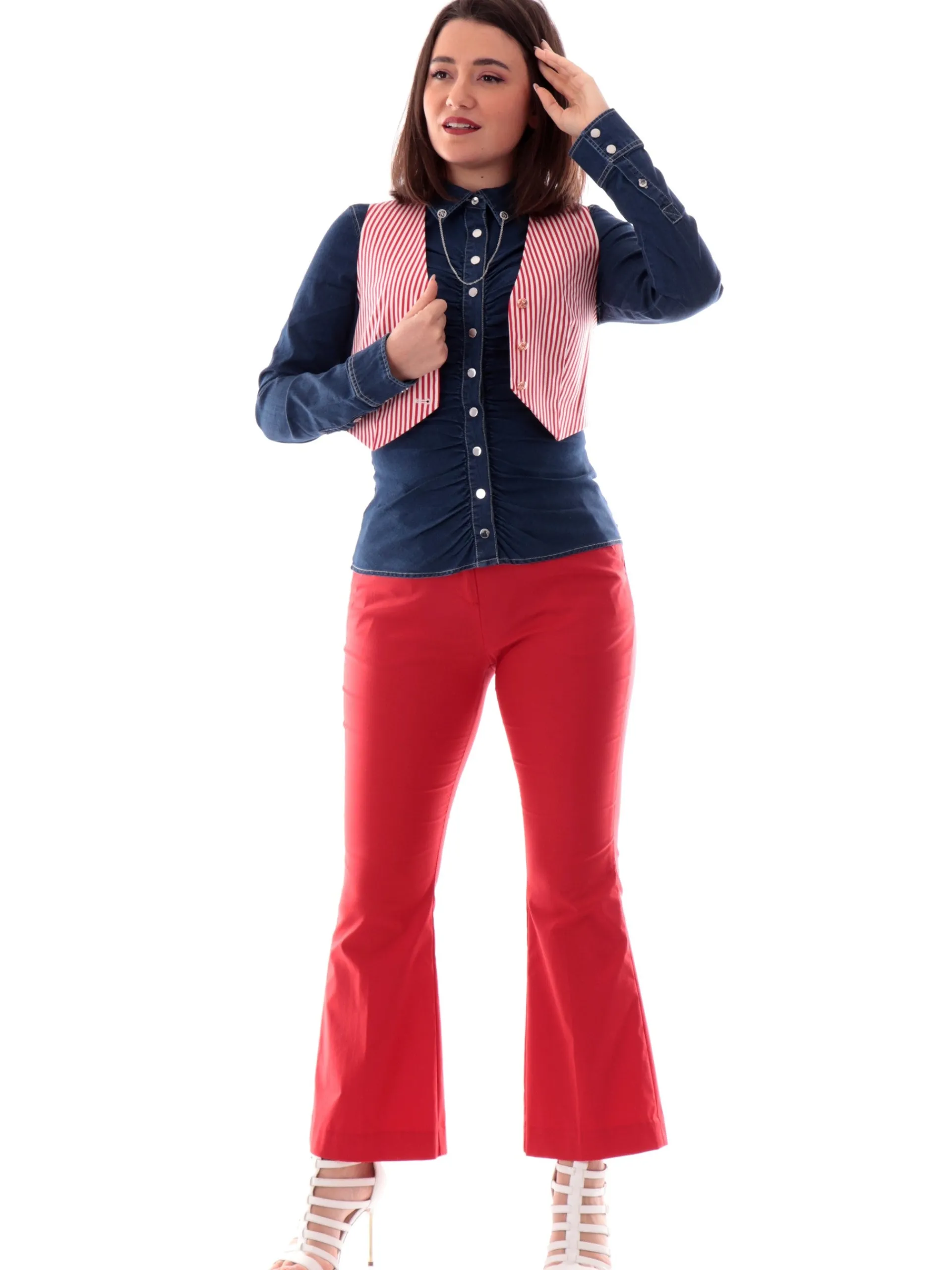 GUESS Top & Camicie*Camicia Jeans da donna arricciata con spilla gioiello catenina Alisha W5RH69D5HJ1