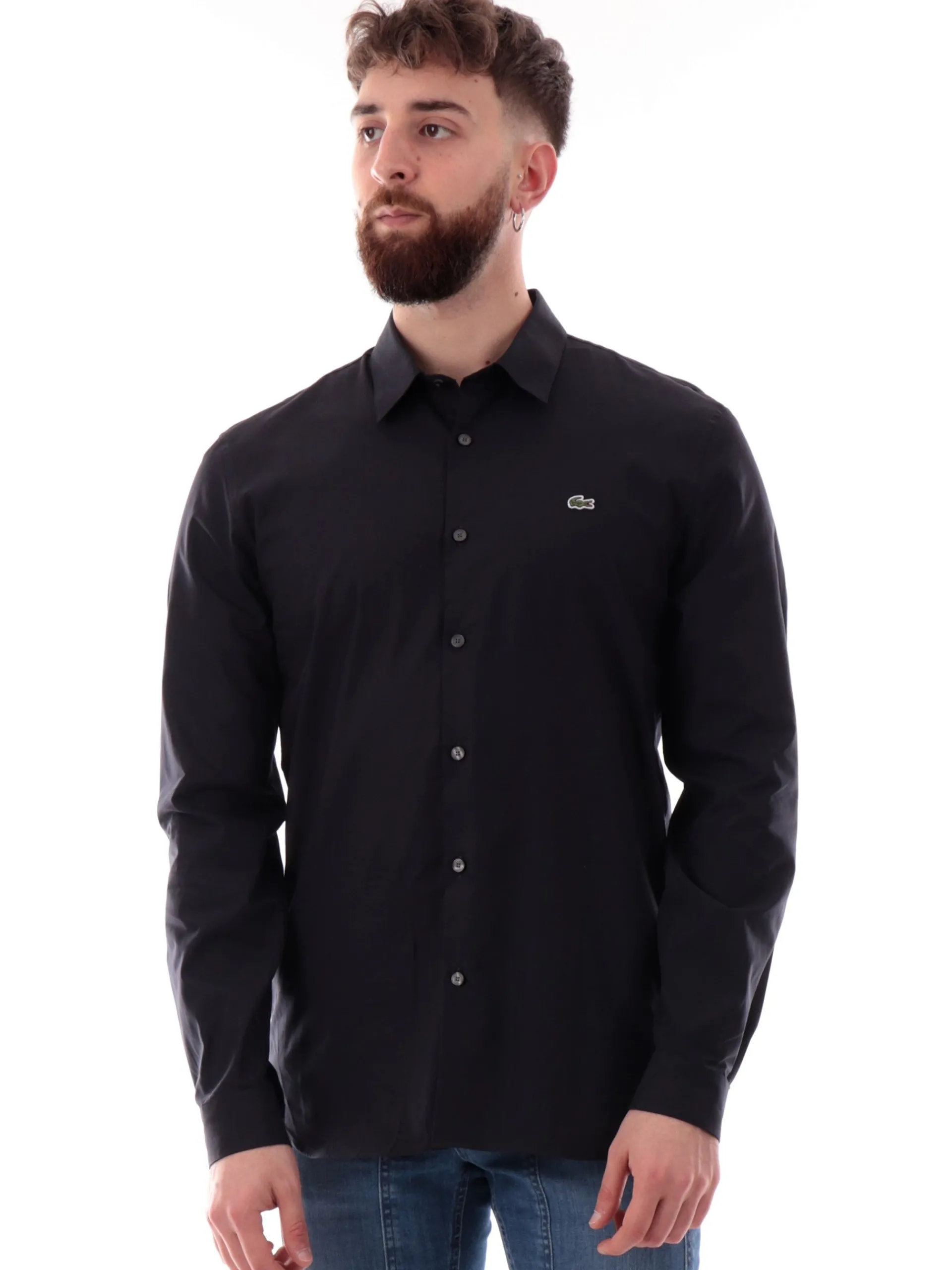LACOSTE Camicie*Camicia blu da uomo maniche lunghe 100% cotone CH5620