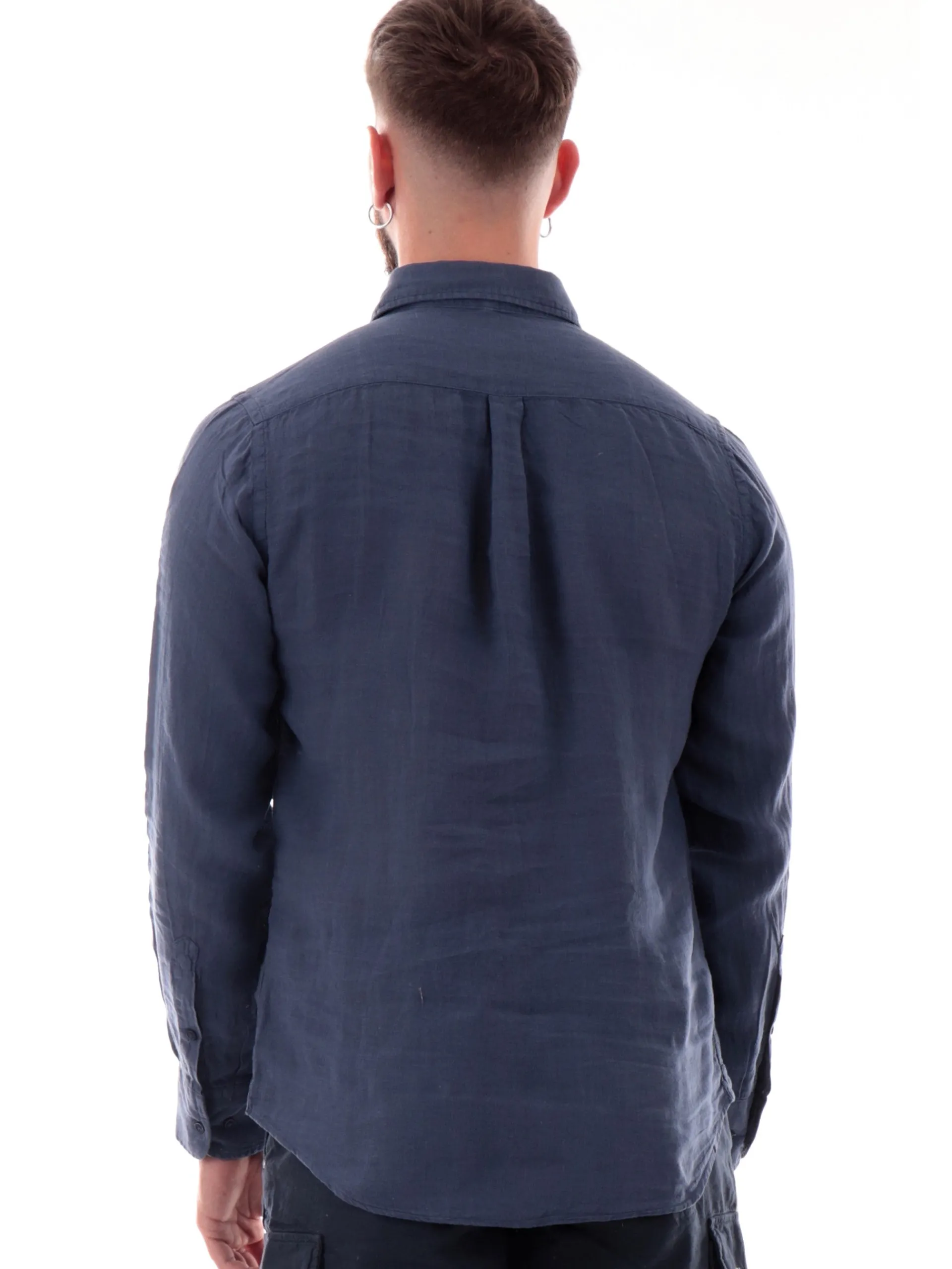 MANIFATTURA BORGHESE Camicie*Camicia Lino Borghese blu da uomo 5SCA0109LI101MD