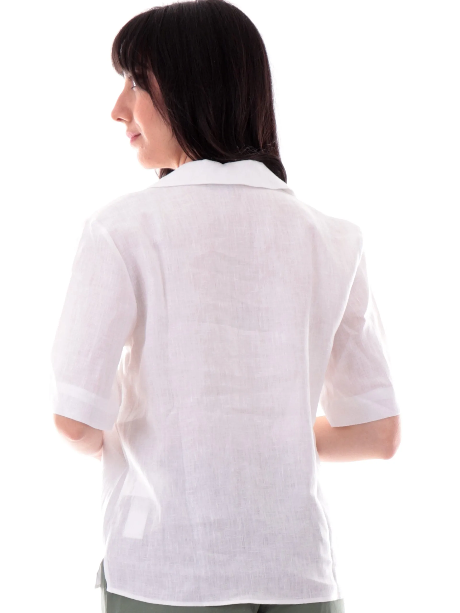 EMME MARELLA Top & Camicie*Camicia Lino Bianca da donna con colletto NAVE006