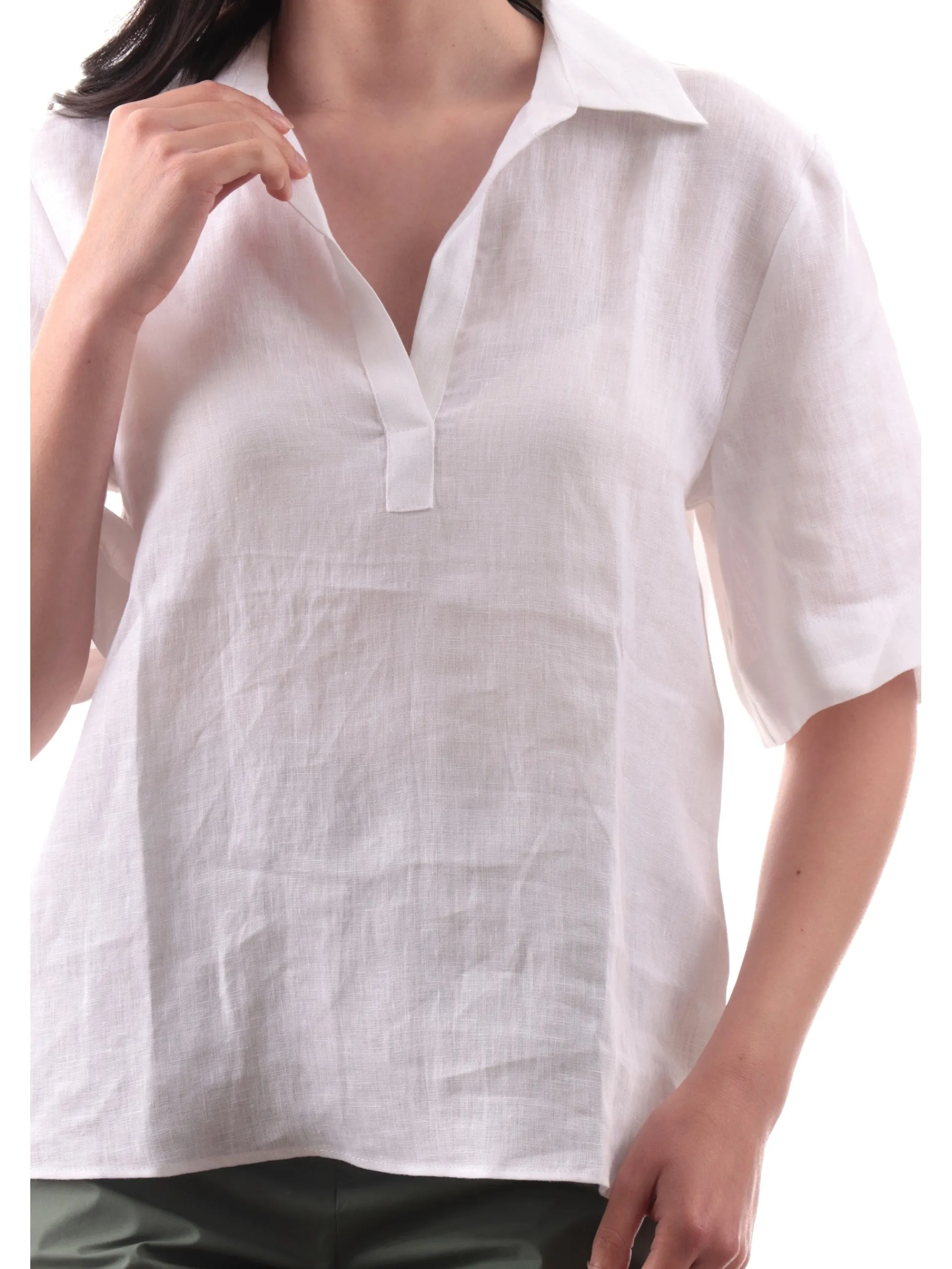 EMME MARELLA Top & Camicie*Camicia Lino Bianca da donna con colletto NAVE006