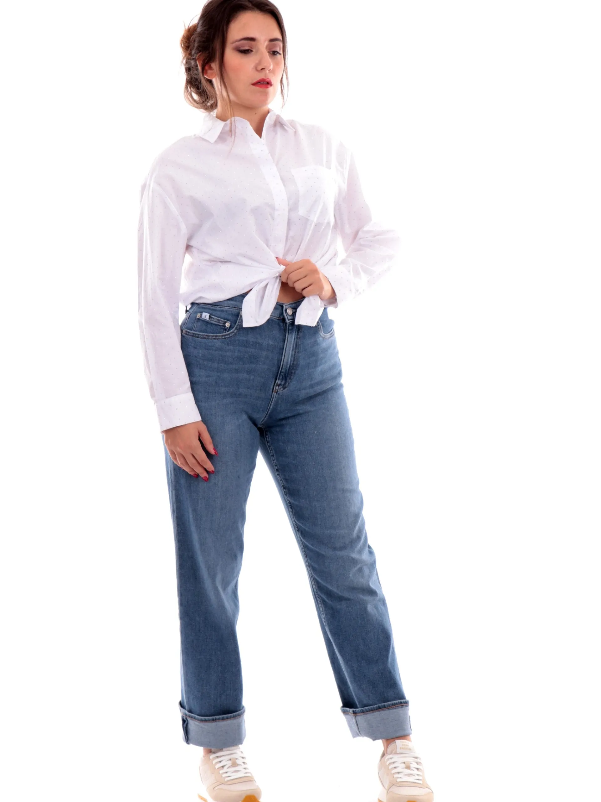 LIU JO MILANO Top & Camicie*Camicia Liu Jo Bianca da donna strass argentati Over WF4199T3904M