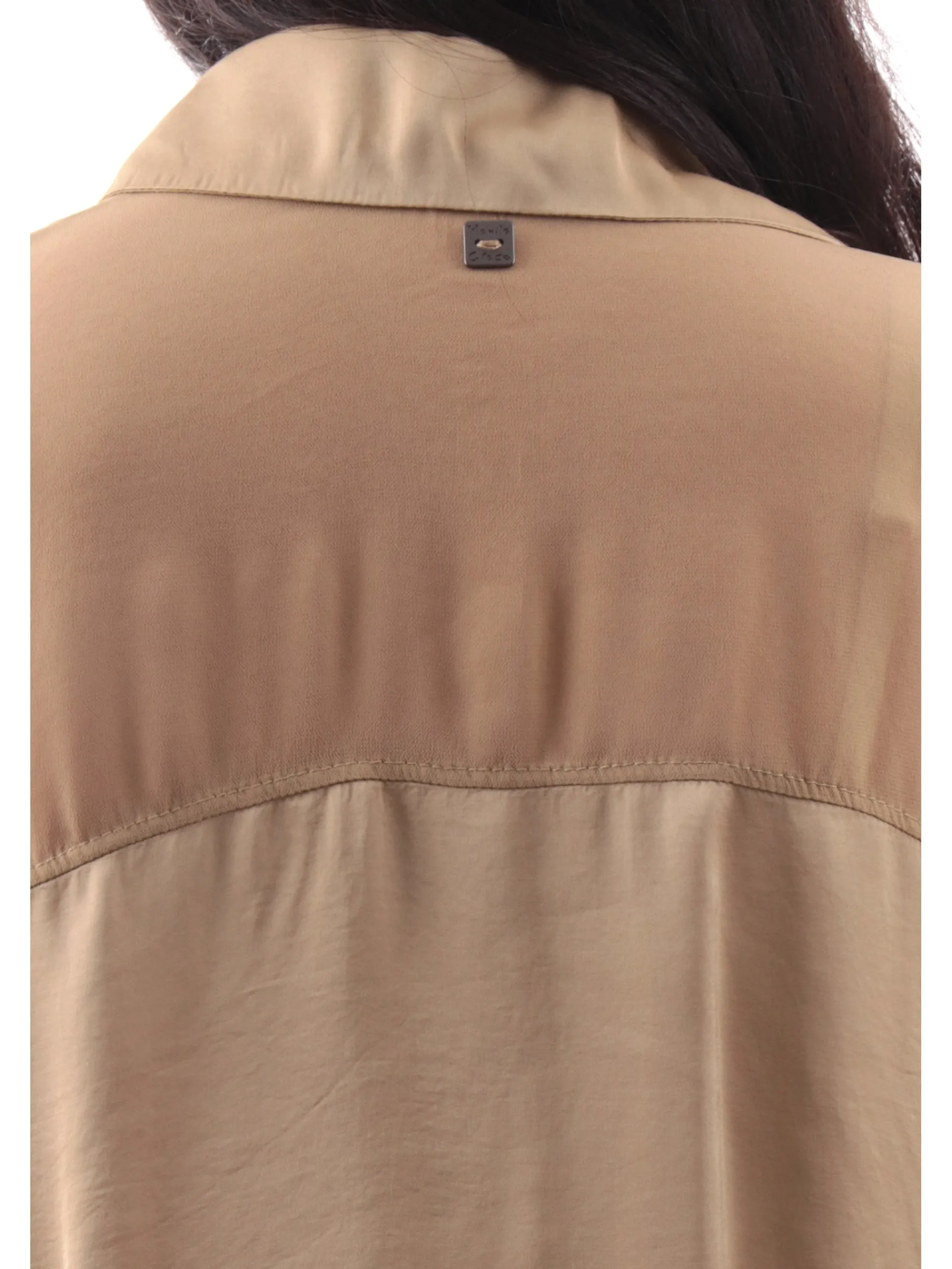 MANILA GRACE Top & Camicie*Camicia beige raso satin da donna con inserti in velo C048VUMA