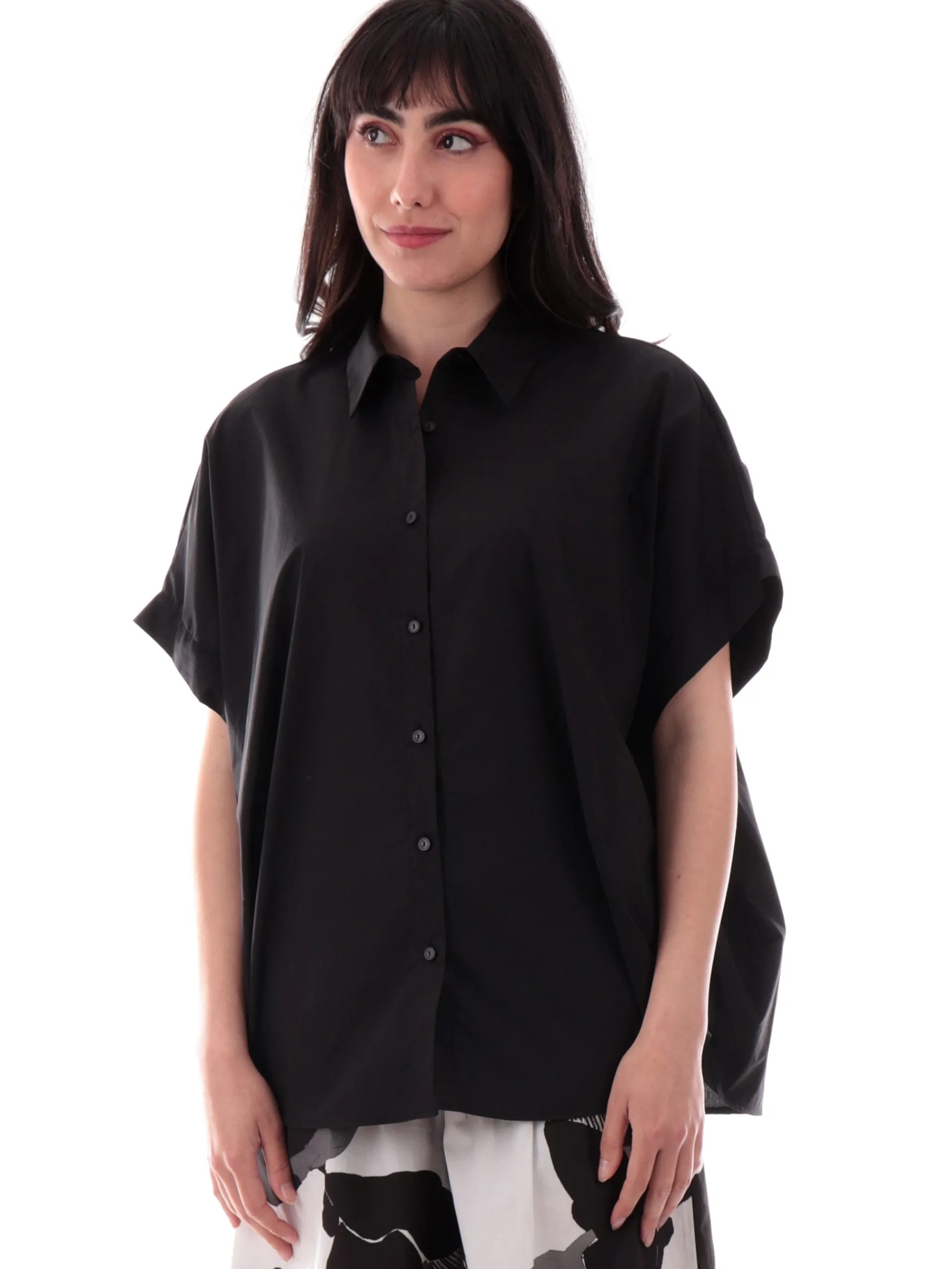MANILA GRACE Top & Camicie*Camicia nera da donna over C067CUMA001