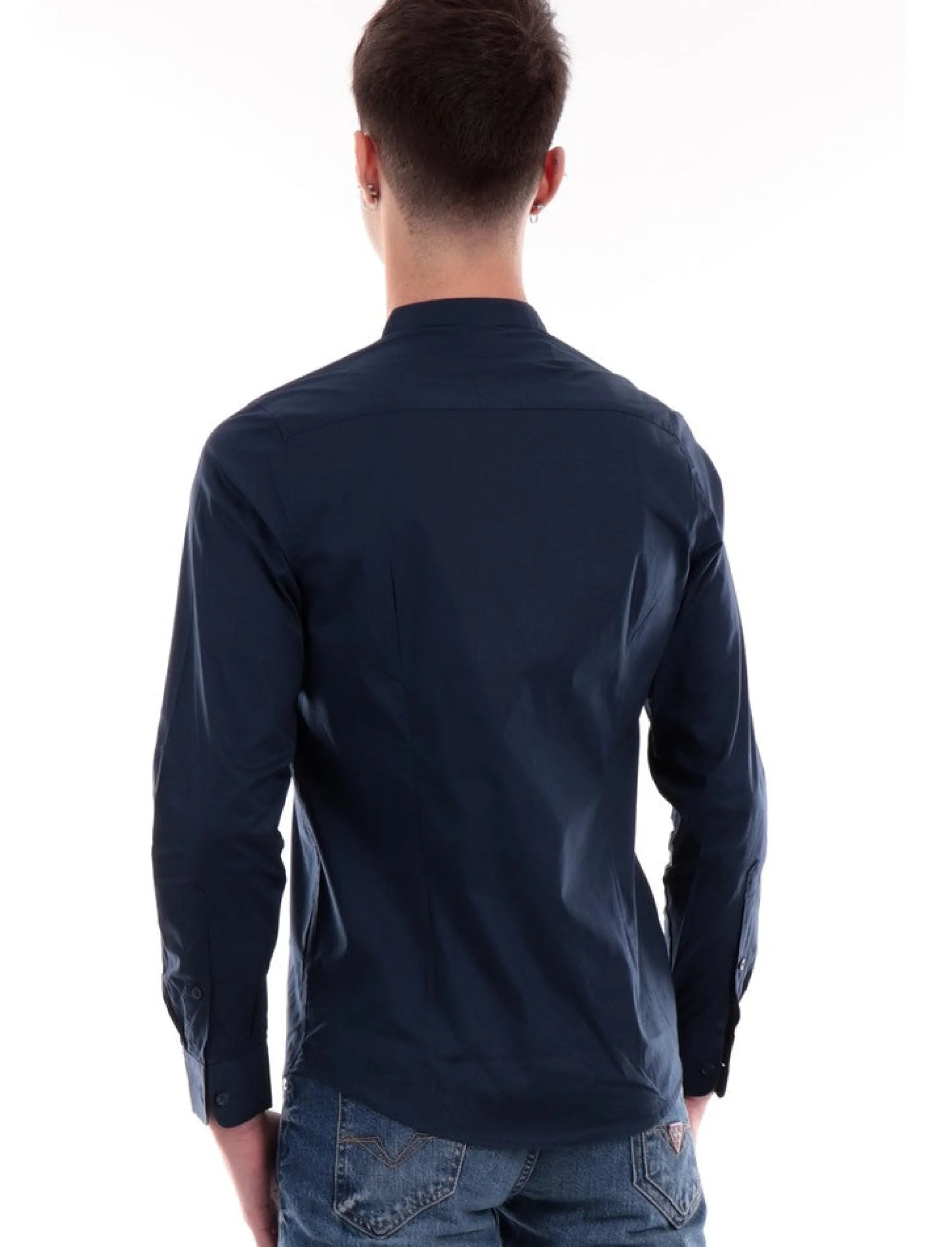 MARKUP Camicie*Camicia blu da uomo collo Coreana MK13007-BLUE