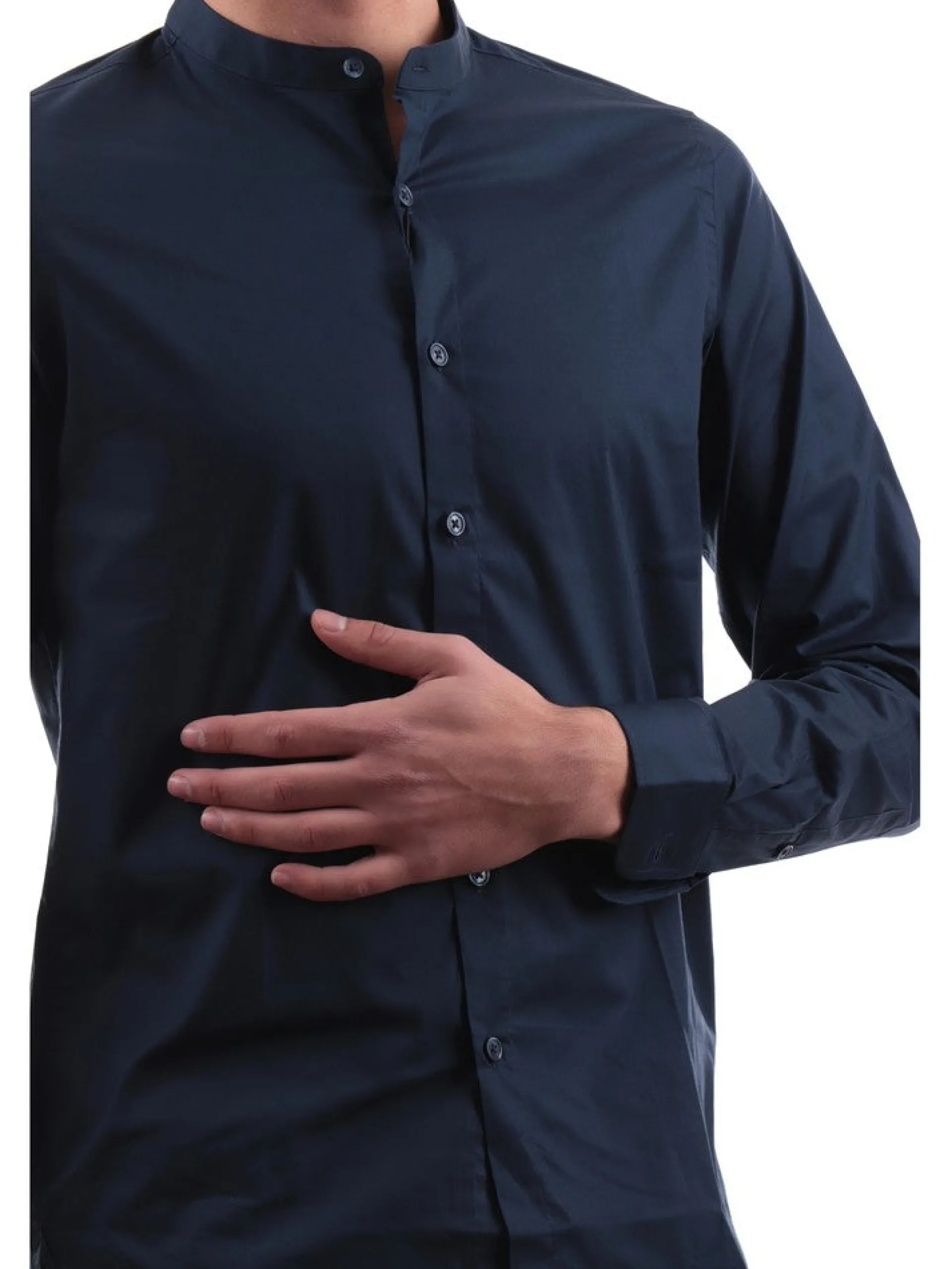 MARKUP Camicie*Camicia blu da uomo collo Coreana MK13007-BLUE