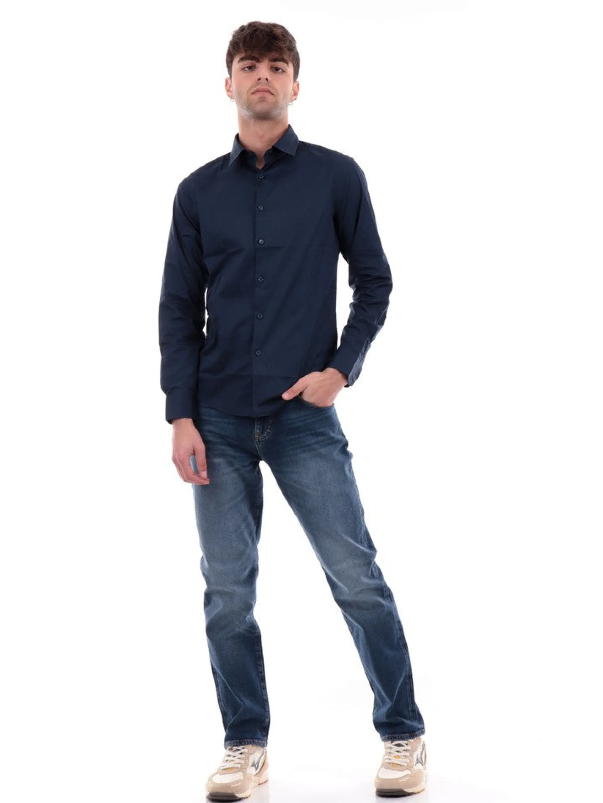 MARKUP Camicie*Camicia blu da uomo Popeline MK13001