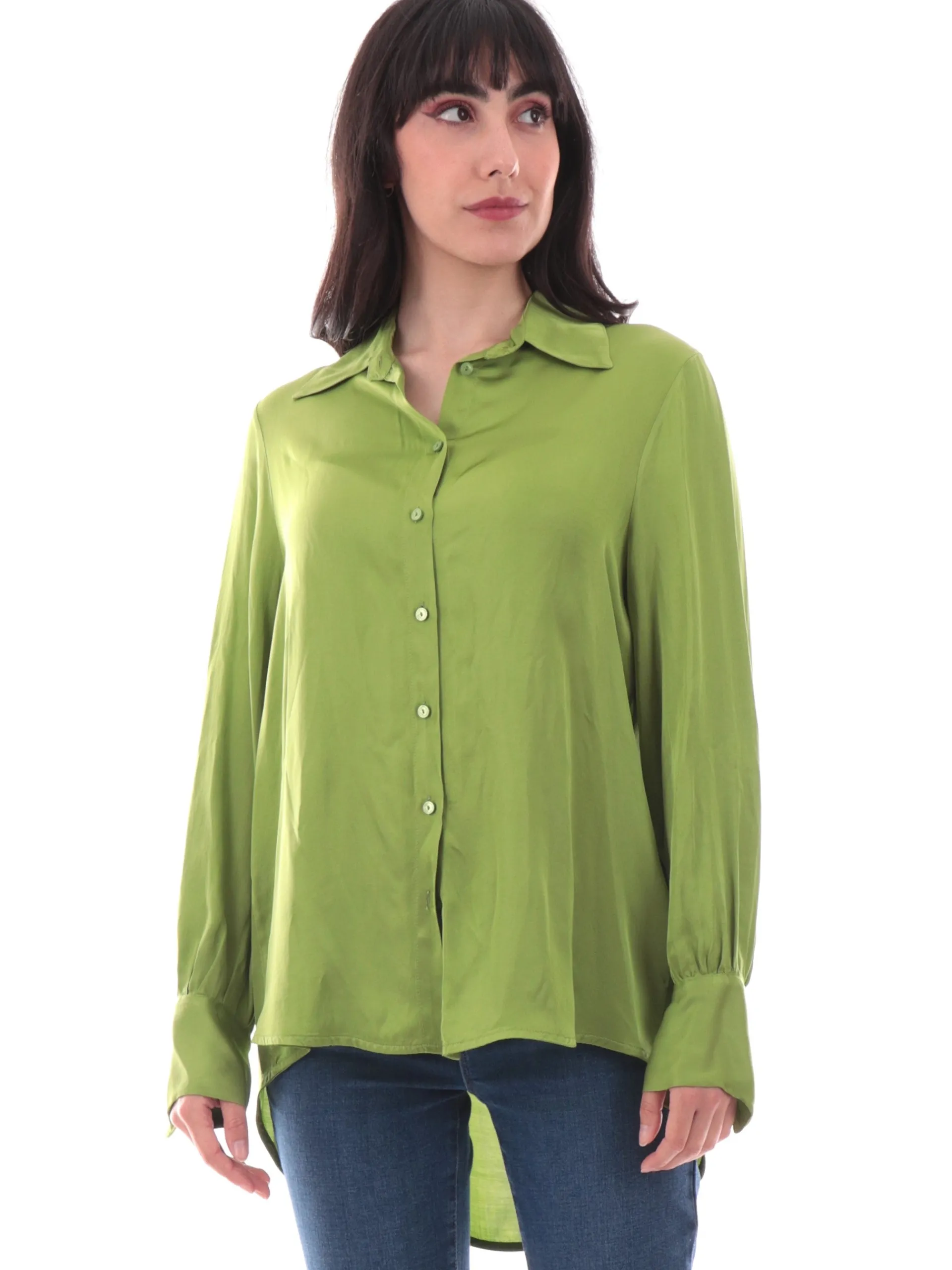 MANILA GRACE Top & Camicie*Camicia over verde da donna colletto francese C045VUMA