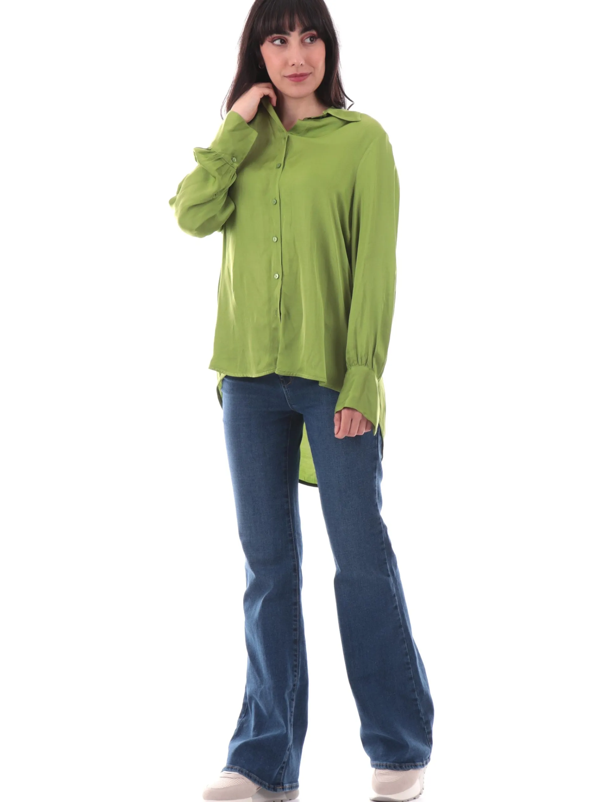 MANILA GRACE Top & Camicie*Camicia over verde da donna colletto francese C045VUMA