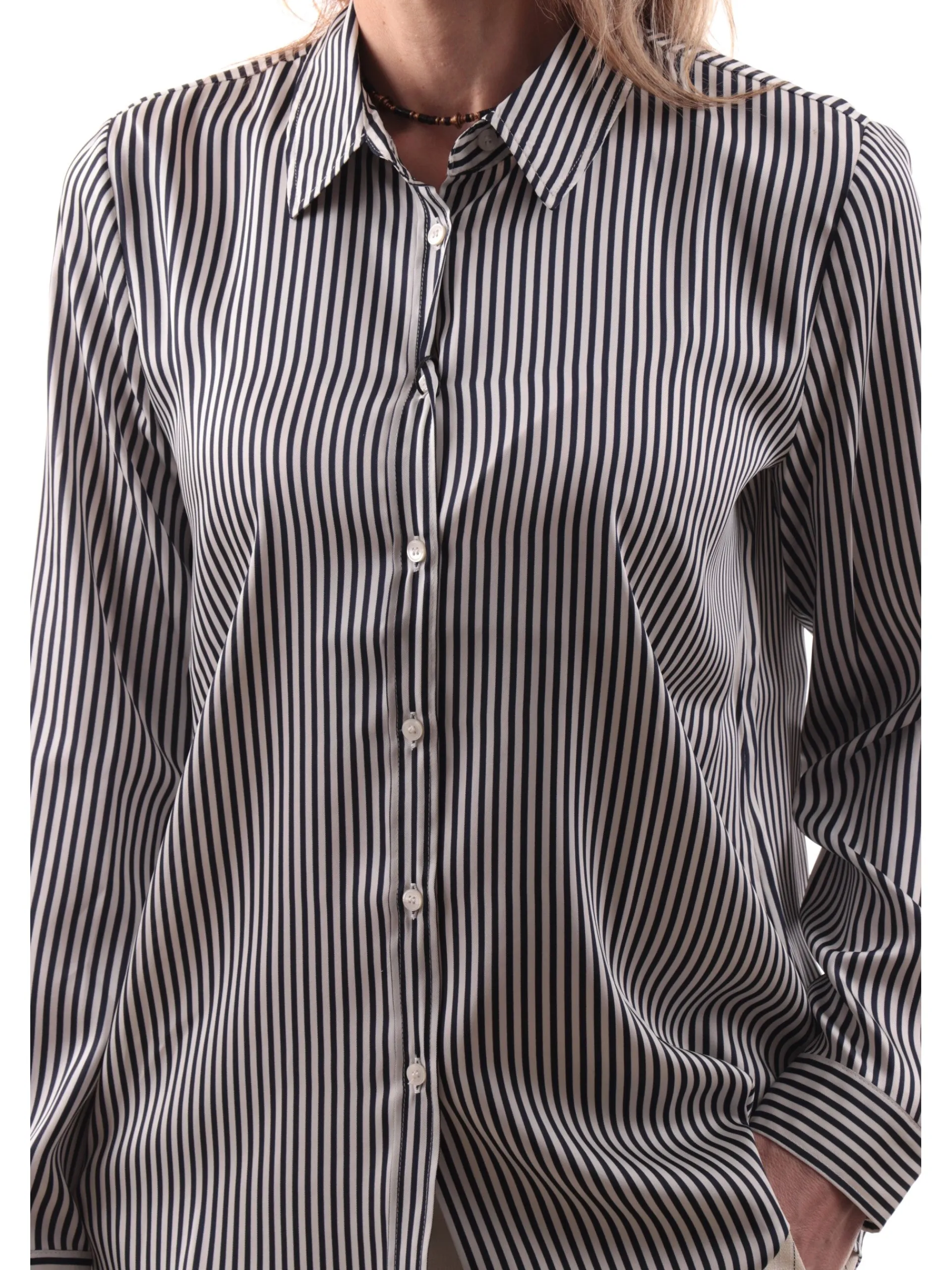 EMME MARELLA Top & Camicie*Camicia raso bianca a righe blu da donna Satin FOCE
