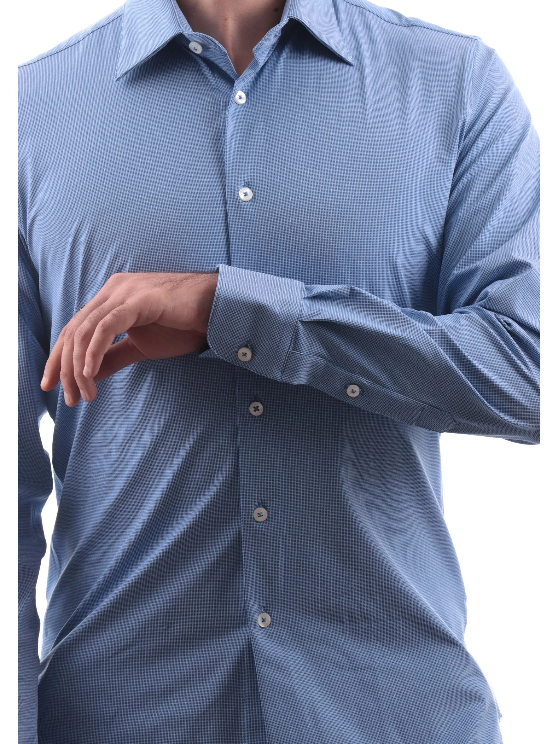 RRD Camicie*Camicia blu da uomo Oxford Jaquard Quadri Piccoli W24253V