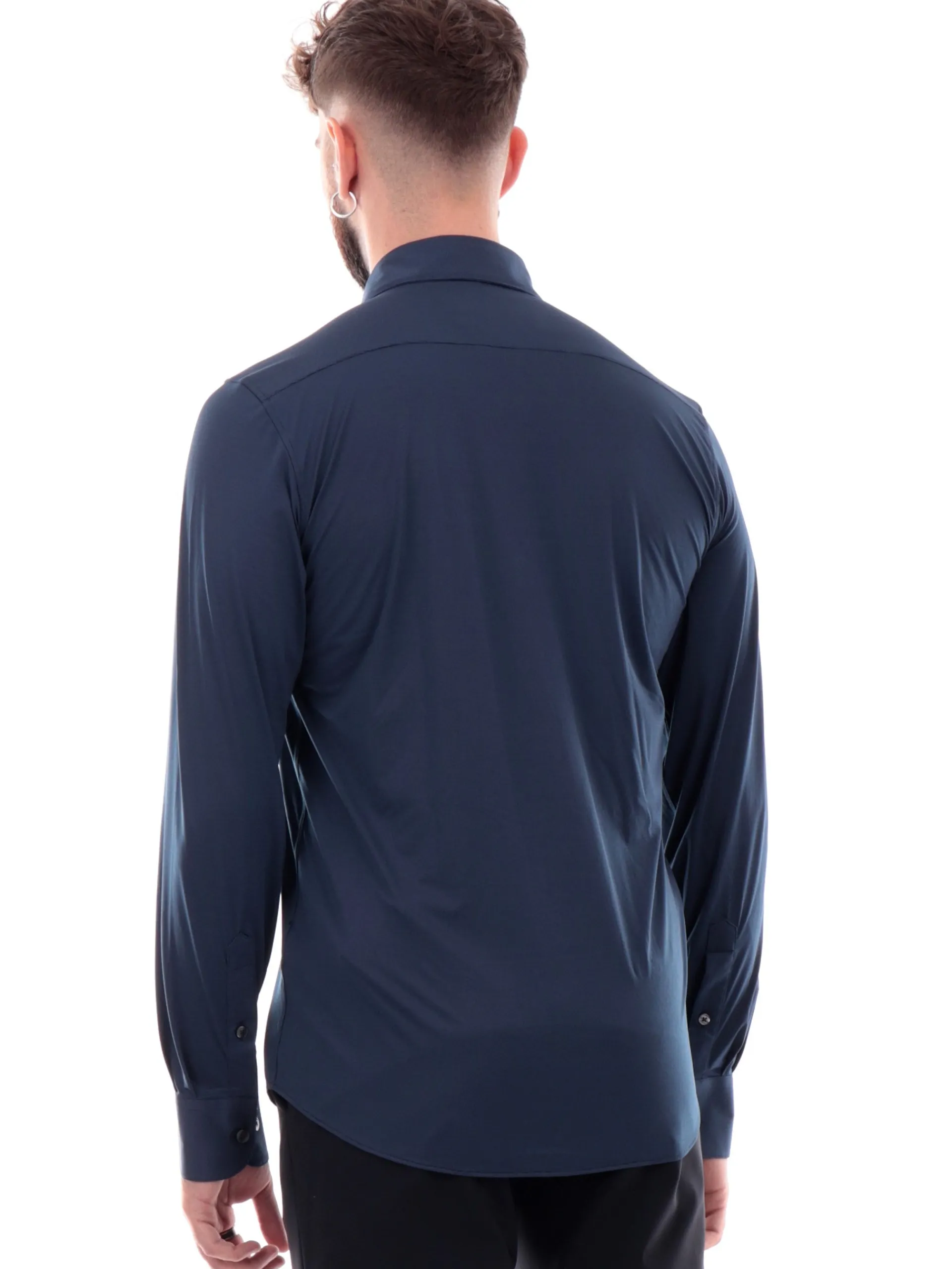RRD Camicie*Camicia blu notte da uomo Oxford Jaquard Dots W24253V