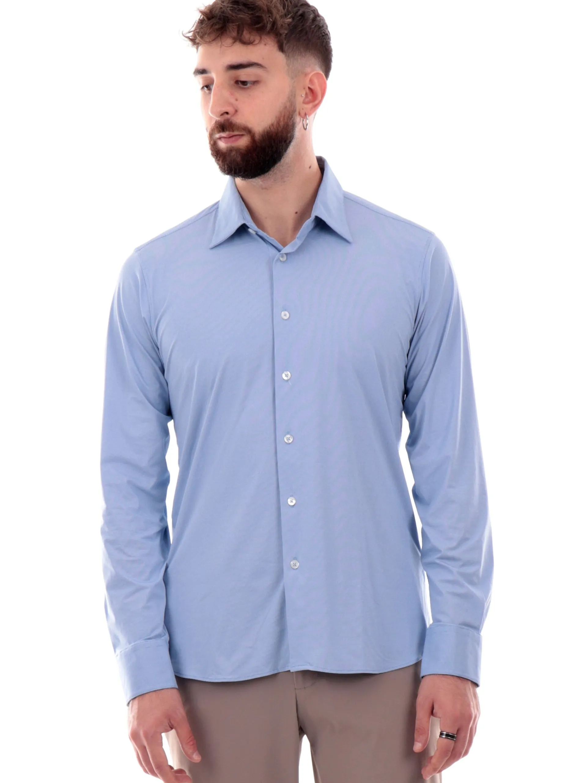 RRD Camicie*Camicia celeste da uomo Oxford Jaquard Dots W24253V