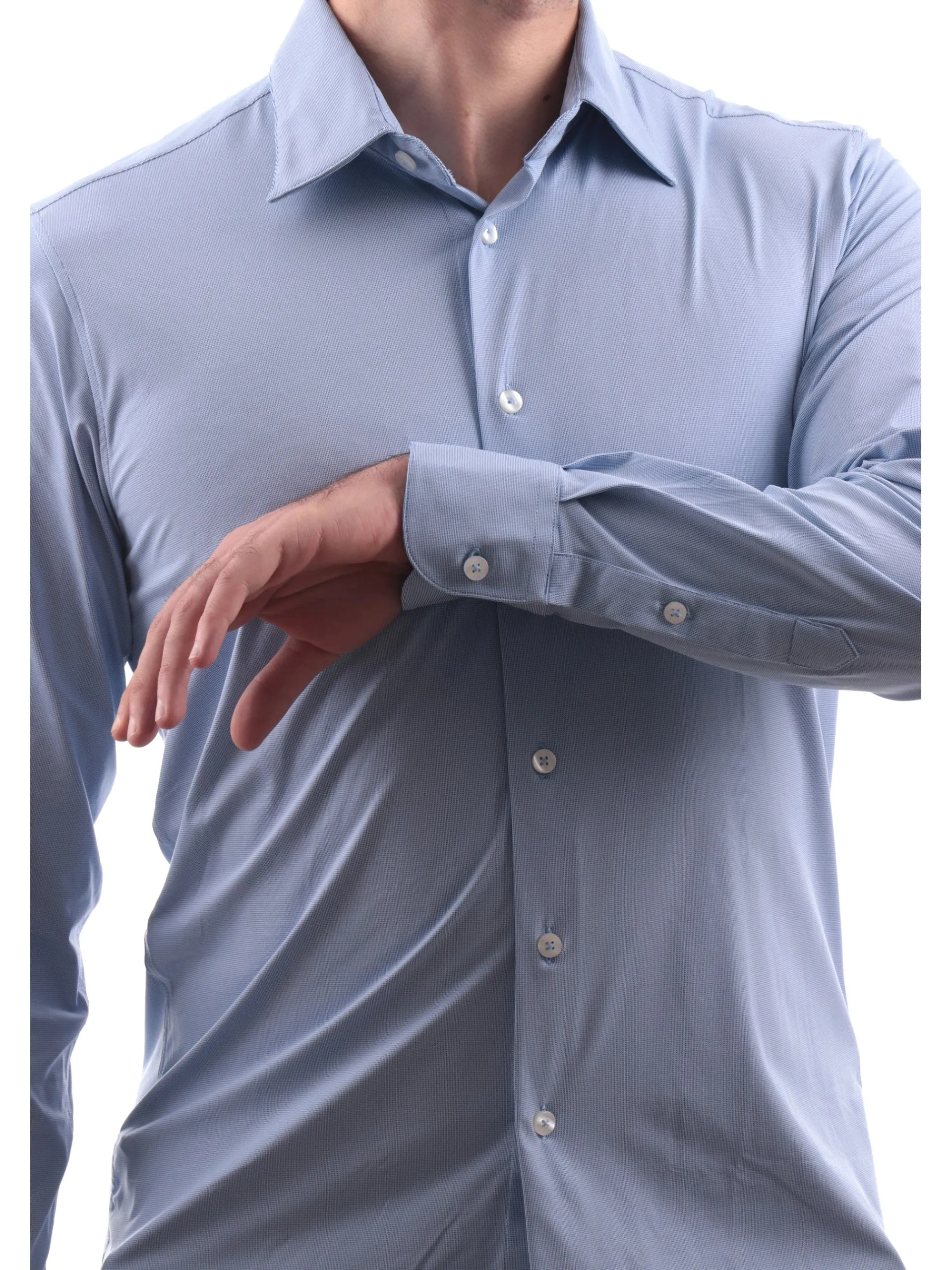 RRD Camicie*Camicia celeste da uomo Oxford Jaquard Dots W24253V