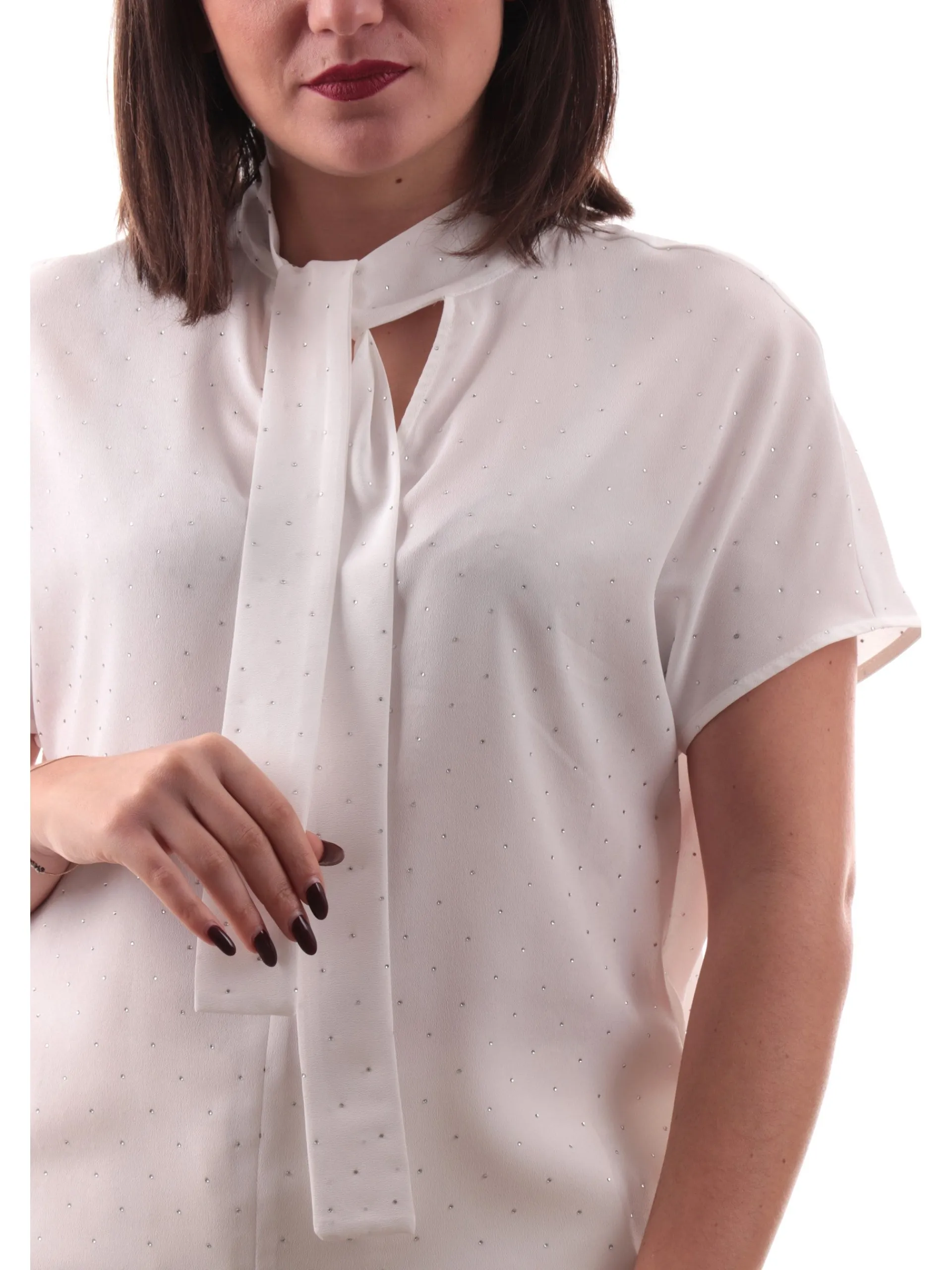 EMME MARELLA Top & Camicie*Camicia smanicata scollo a V bianca da donna con strass GALEA