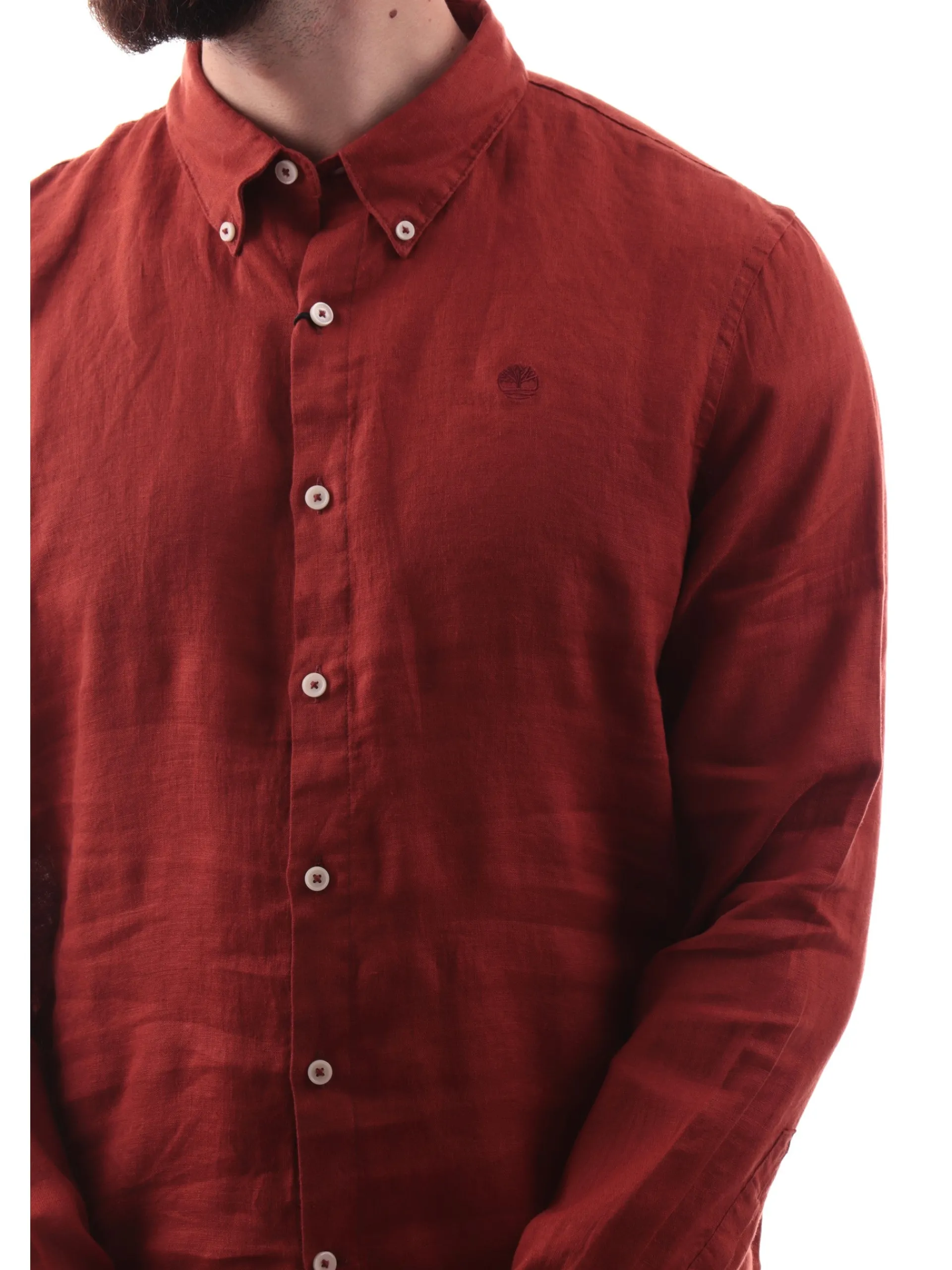 TIMBERLAND Camicie*Camicia lino bordeaux da uomo Mill Brook Linen TB0A2DC3