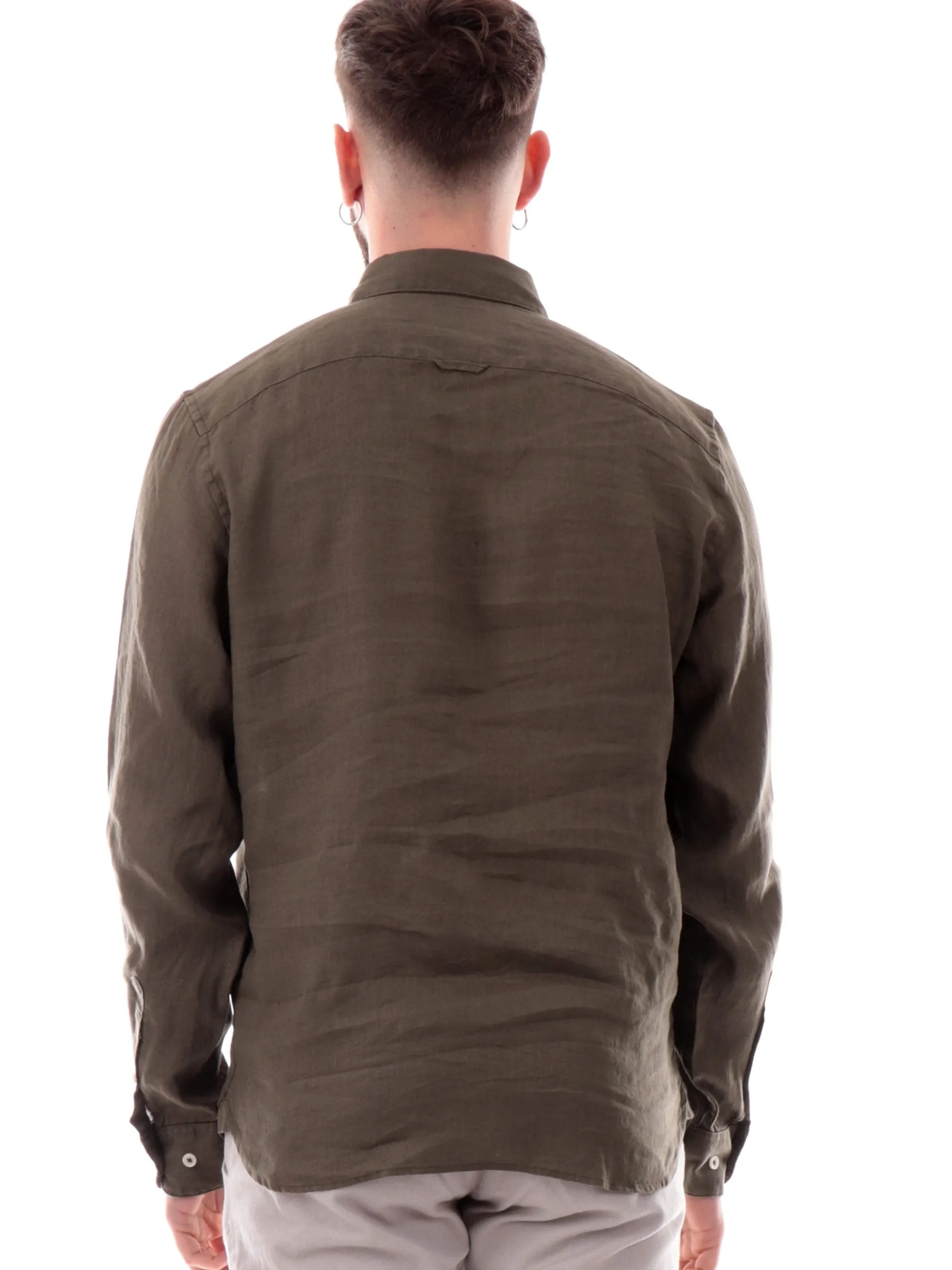 TIMBERLAND Camicie*Camicia lino verde militare da uomo Mill Brook Linen TB0A2DC3