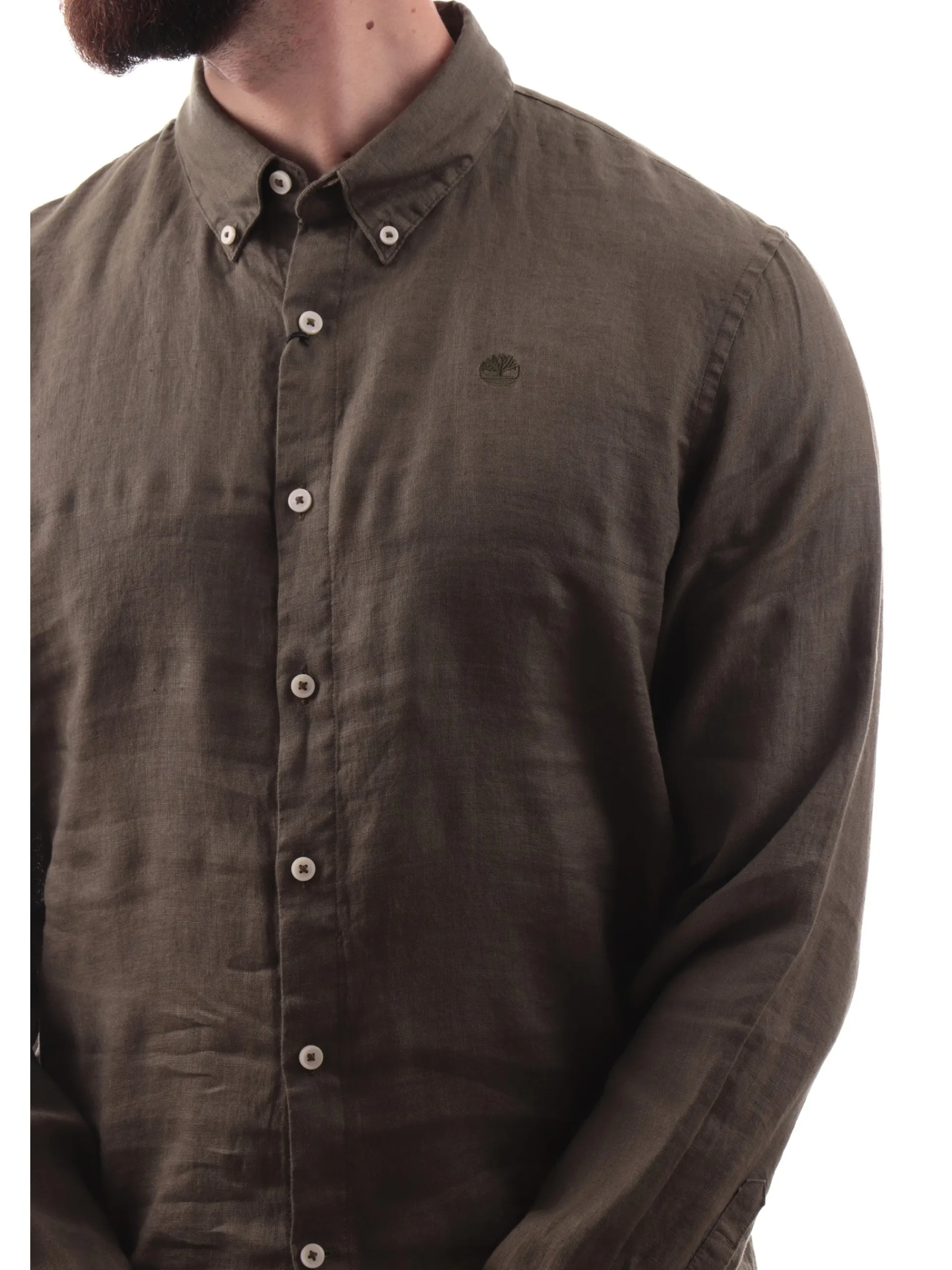 TIMBERLAND Camicie*Camicia lino verde militare da uomo Mill Brook Linen TB0A2DC3