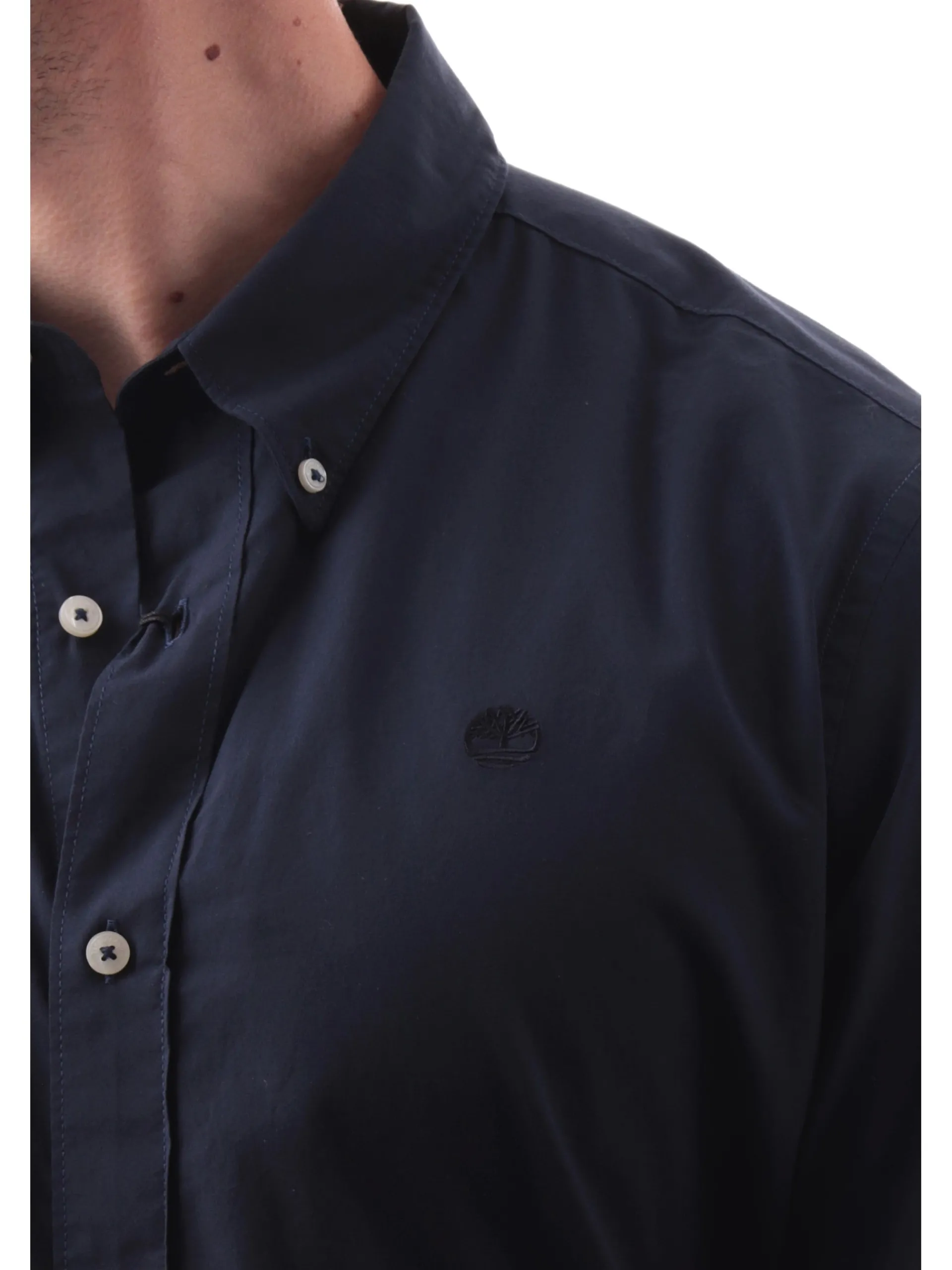 TIMBERLAND Camicie*Camicia maniche corte blu da uomo Stretch Poplin TB0A2EYE